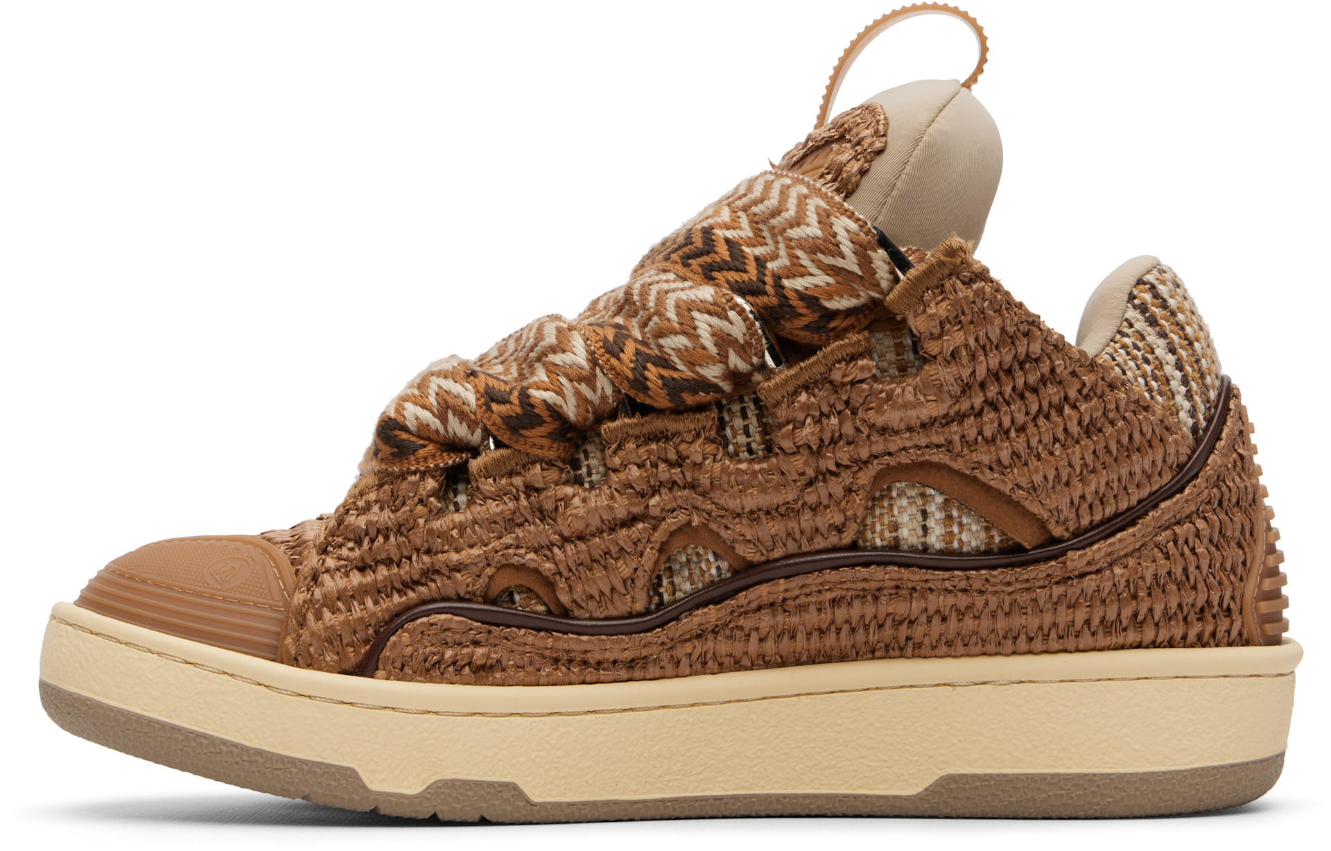 Lanvin - Baskets Curb bruns en raphia synthétique