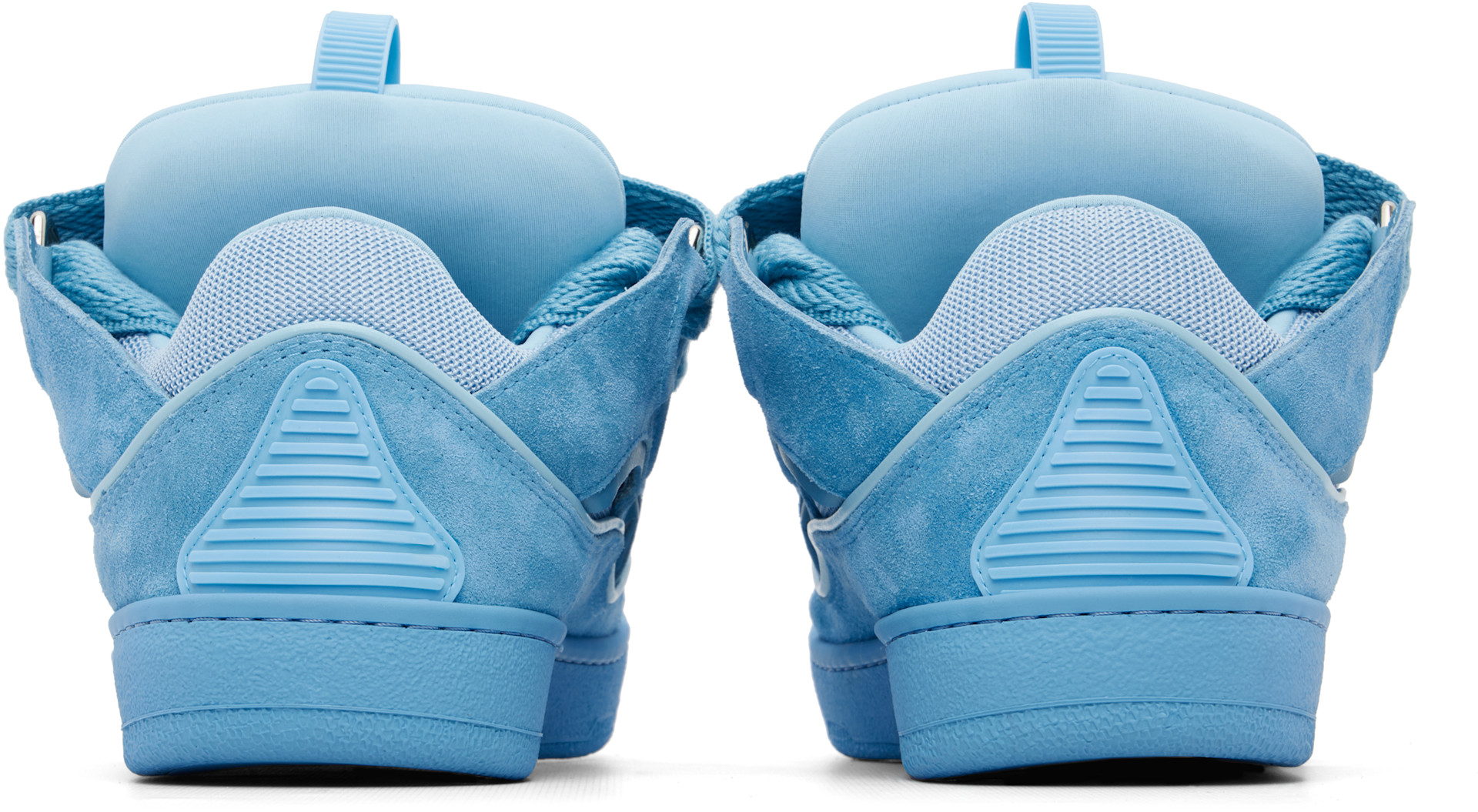 Lanvin - Baskets bleues en suède à garnitures Curb