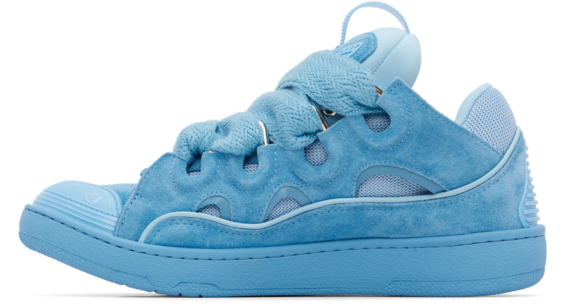 Lanvin - Baskets bleues en suède à garnitures Curb