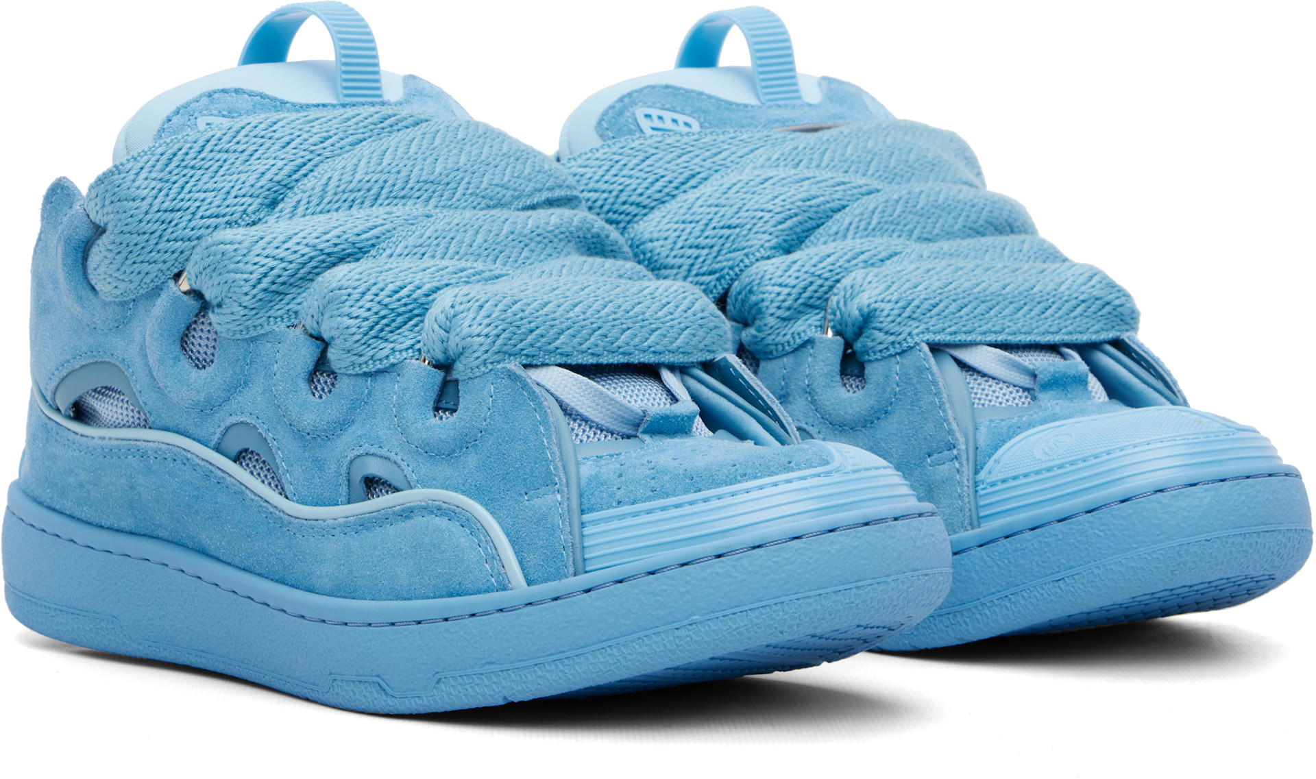 Lanvin - Baskets bleues en suède à garnitures Curb