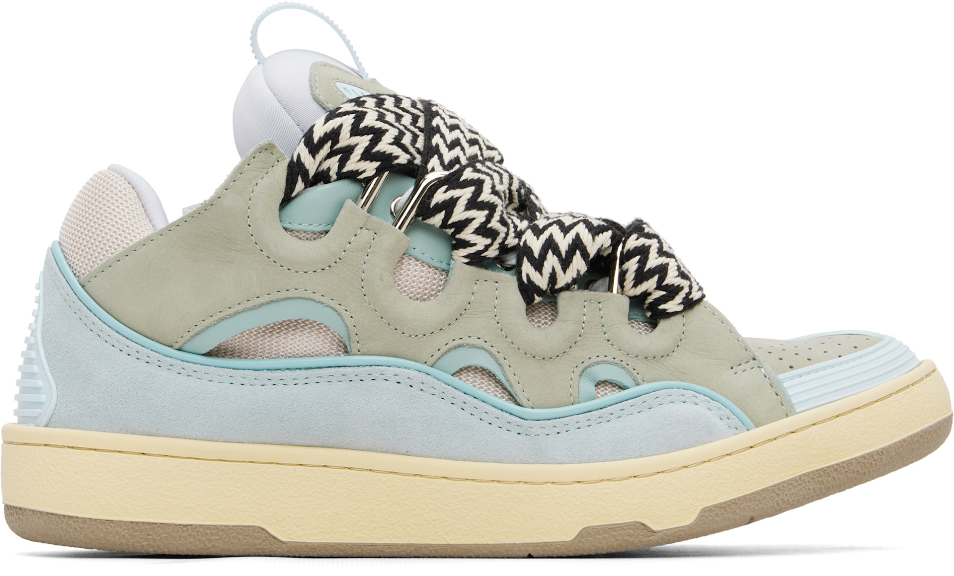 Lanvin - Baskets bleues en cuir à garnitures Curb