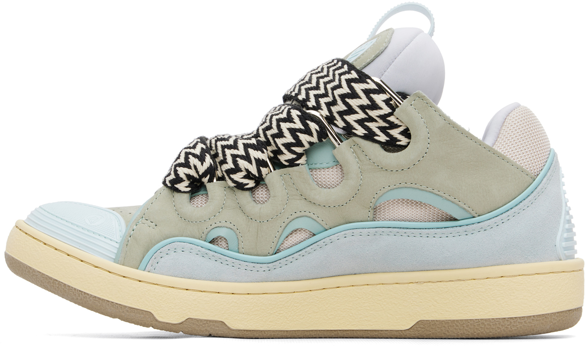 Lanvin - Baskets bleues en cuir à garnitures Curb