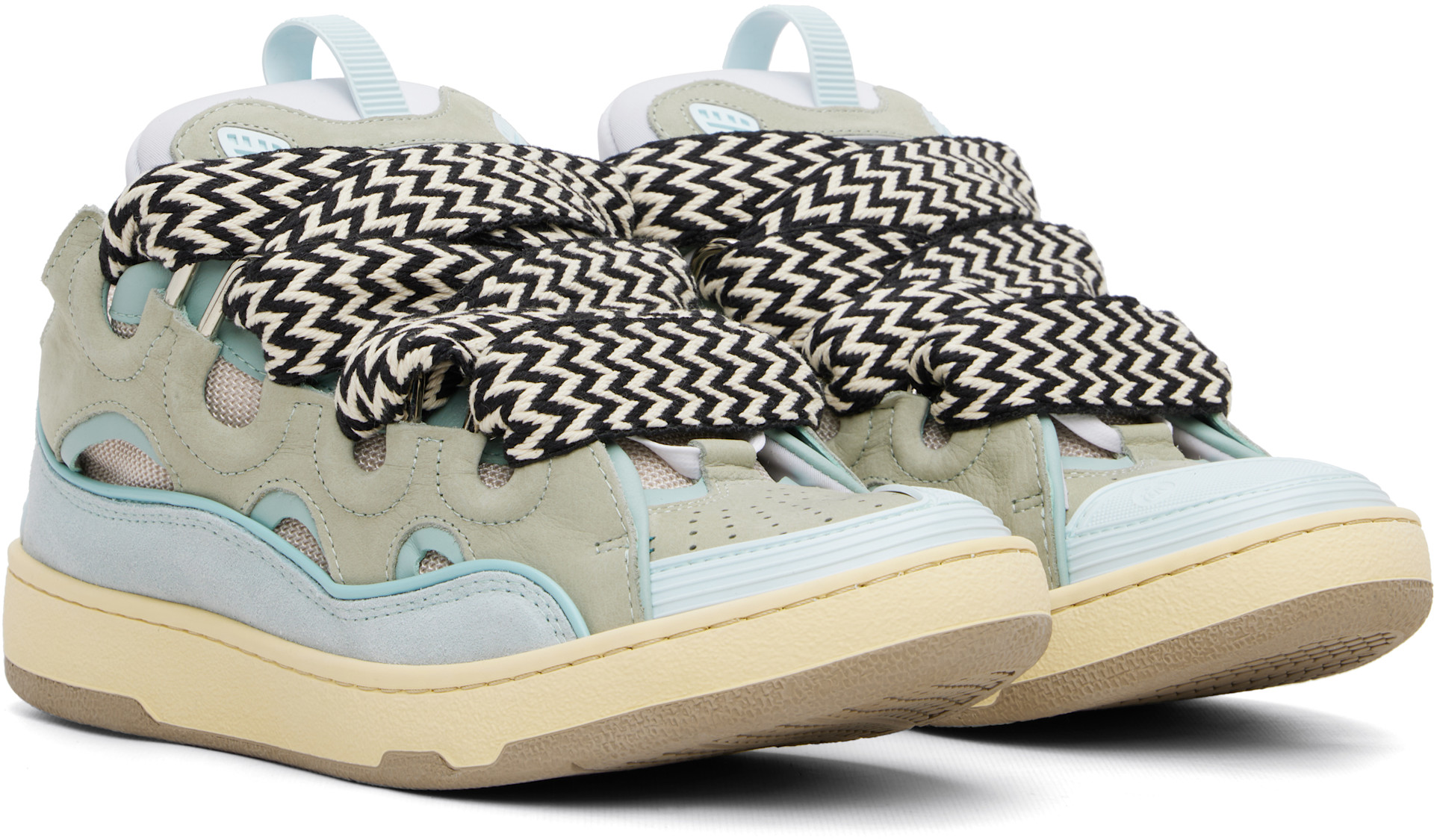 Lanvin - Baskets bleues en cuir à garnitures Curb