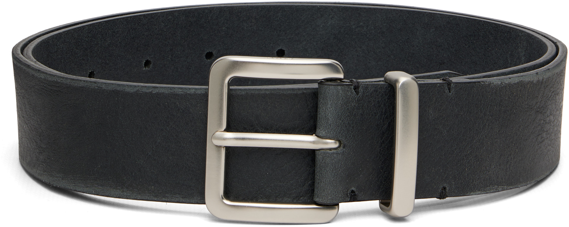 COOR: Black Edge Sanding Cow Leather Belt | SSENSE