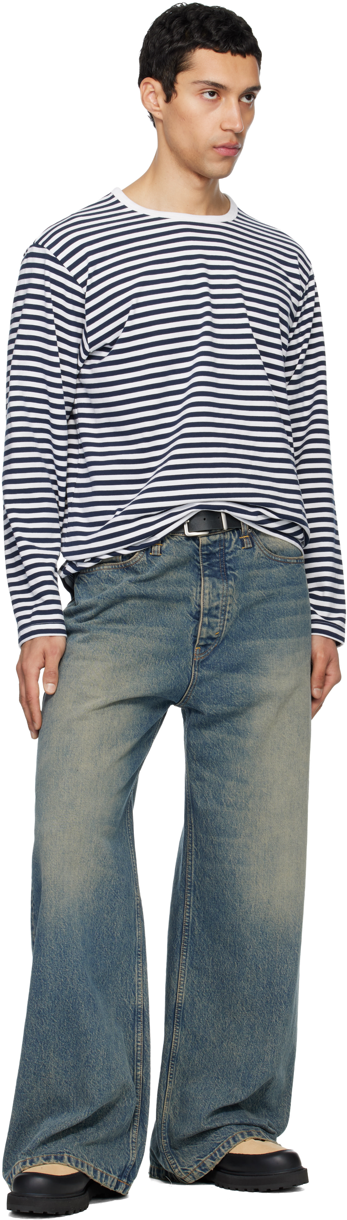COOR: Black Edge Sanding Cow Leather Belt | SSENSE