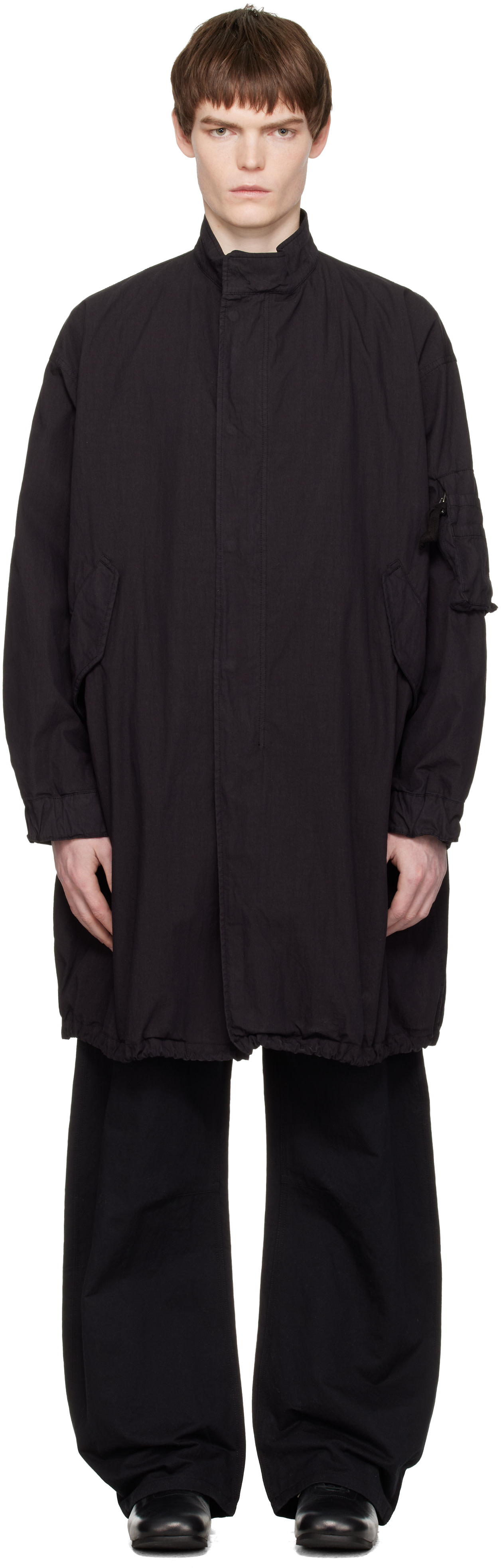COOR - Black Garment Dyed Fishtail Parka Coat