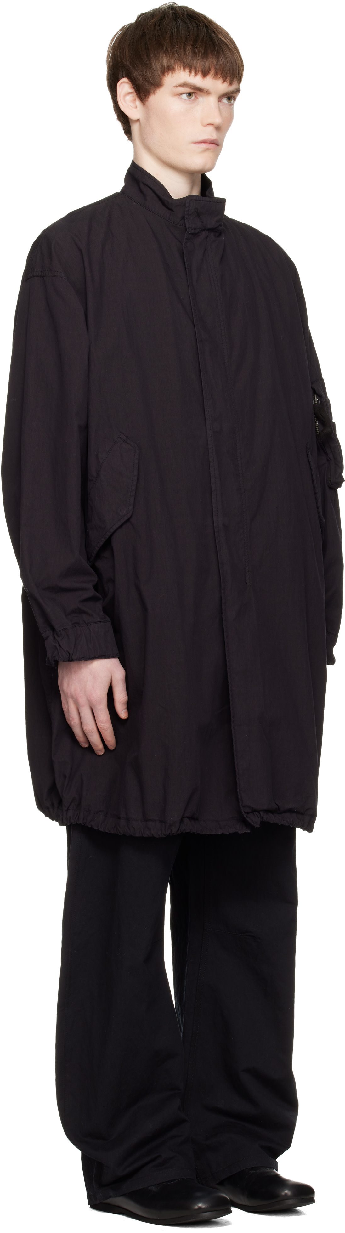 COOR - Black Garment Dyed Fishtail Parka Coat