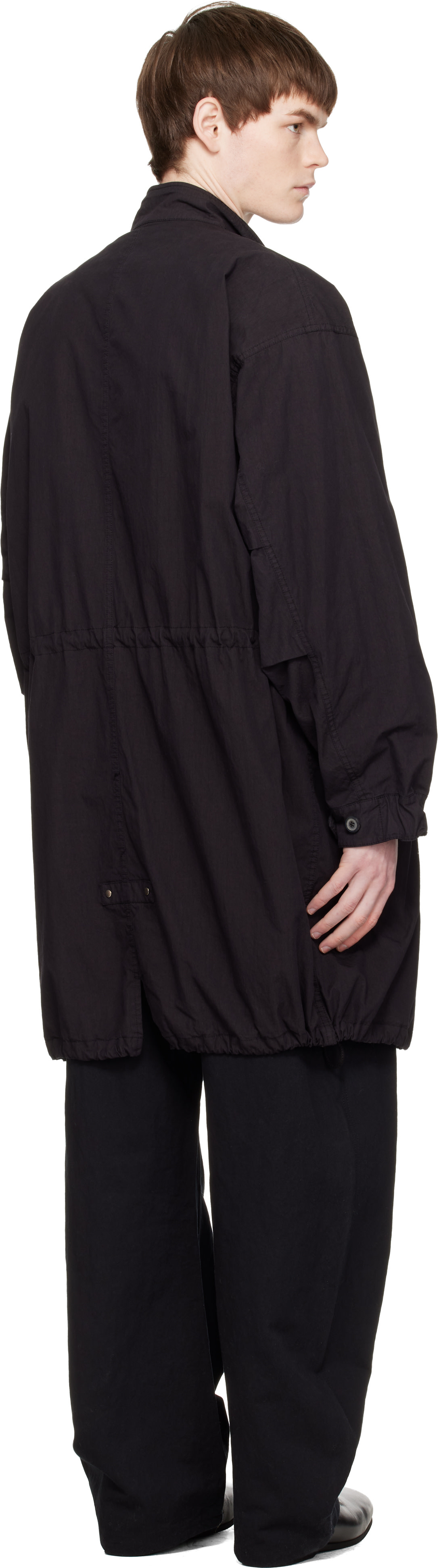 COOR - Black Garment Dyed Fishtail Parka Coat