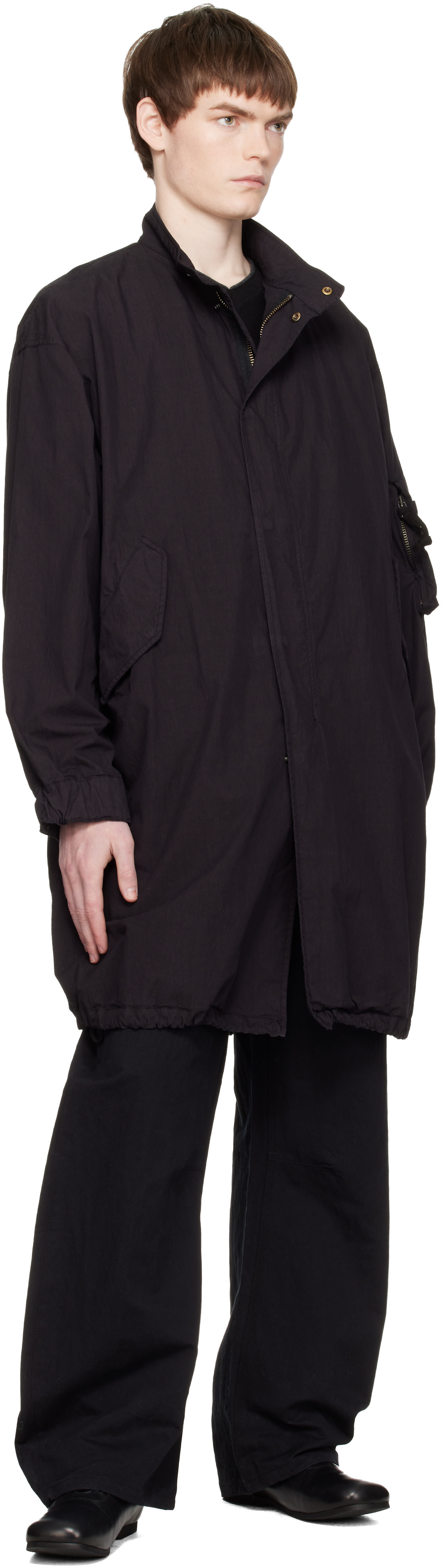 COOR - Black Garment Dyed Fishtail Parka Coat