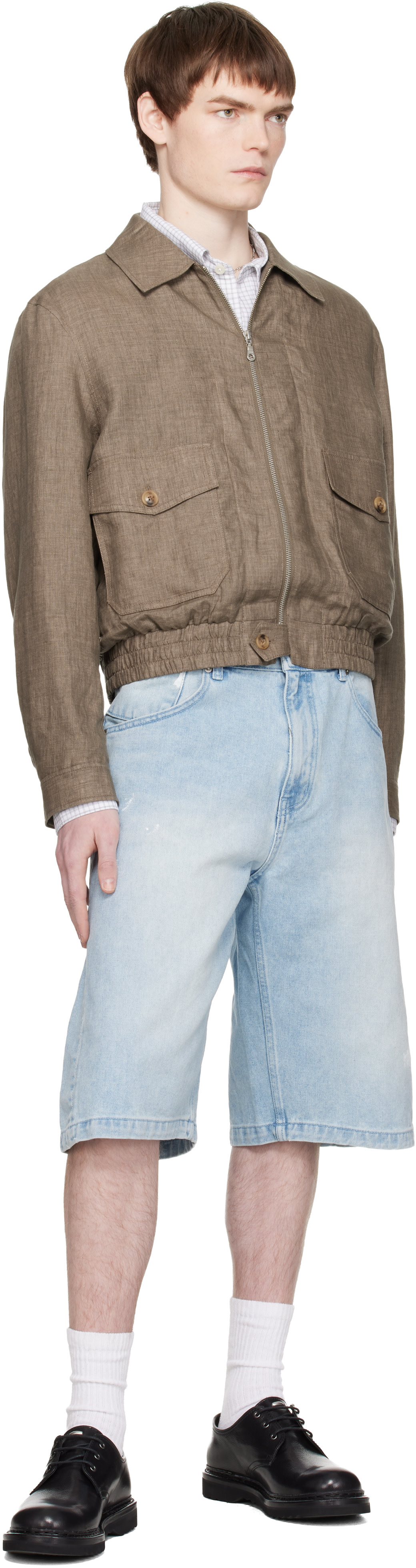 COOR: Taupe Double Pocket Station Blouson Jacket | SSENSE