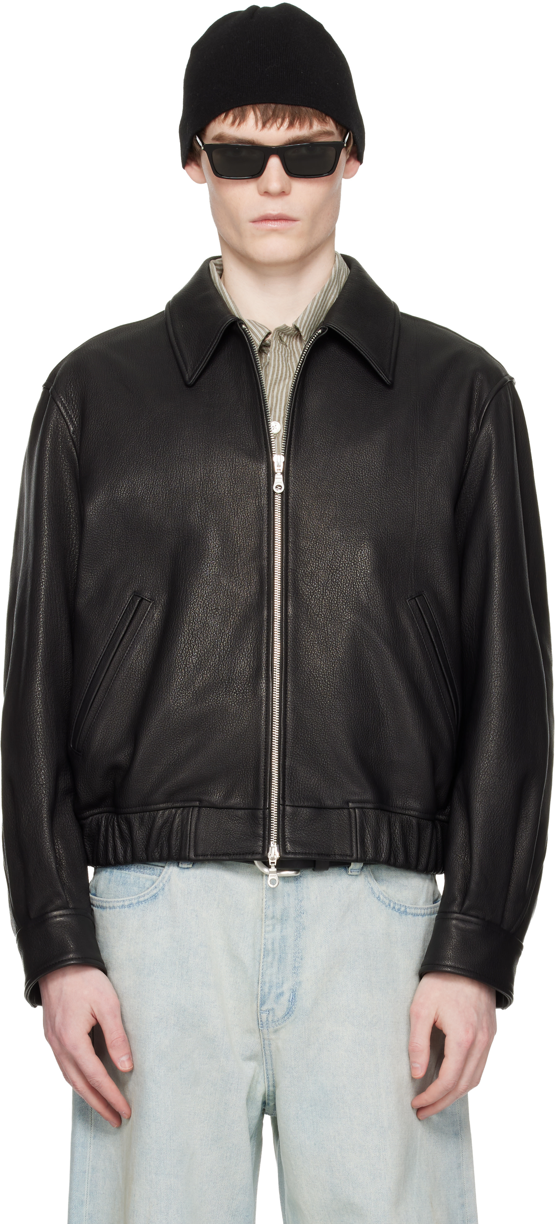 COOR: Black Goatskin Blouson Jacket | SSENSE