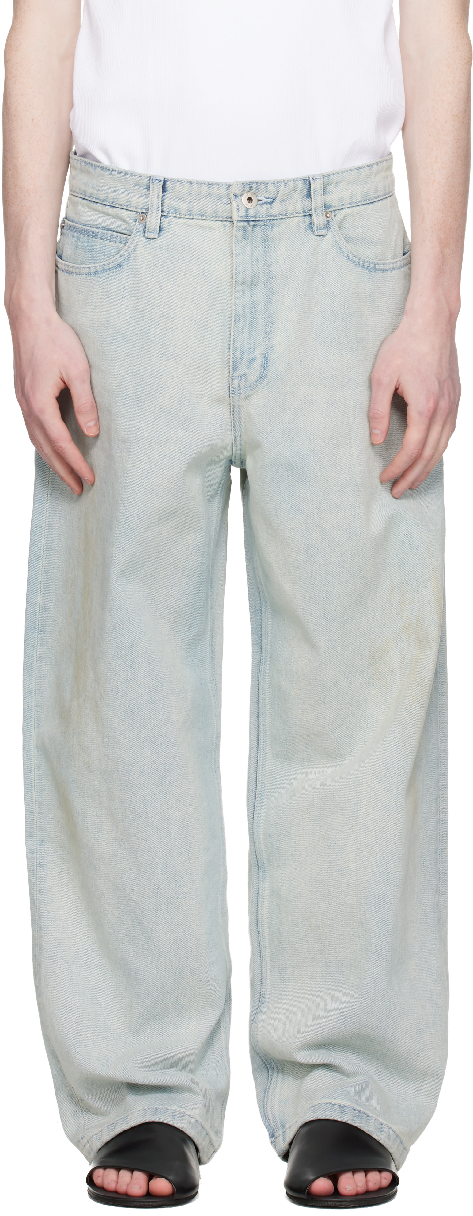 COOR - ブルー Straight Cut Sand ウォッシュドジーンズ