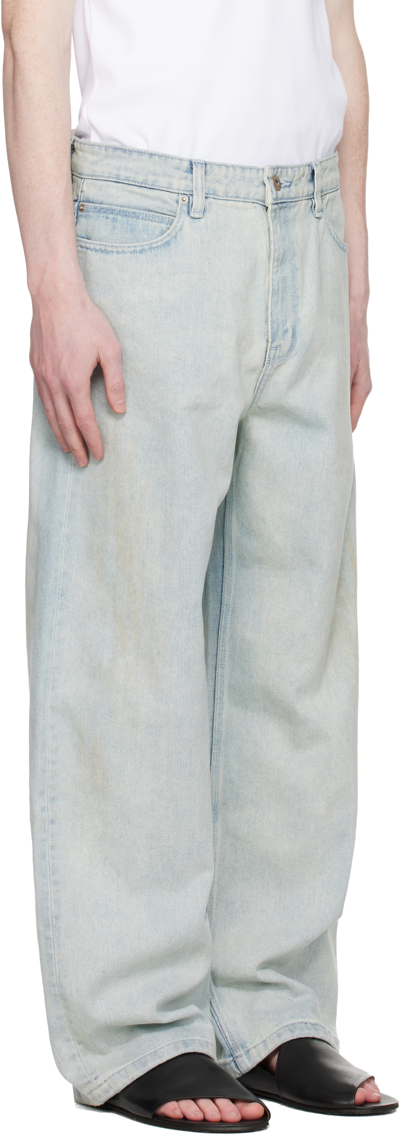 COOR - ブルー Straight Cut Sand ウォッシュドジーンズ