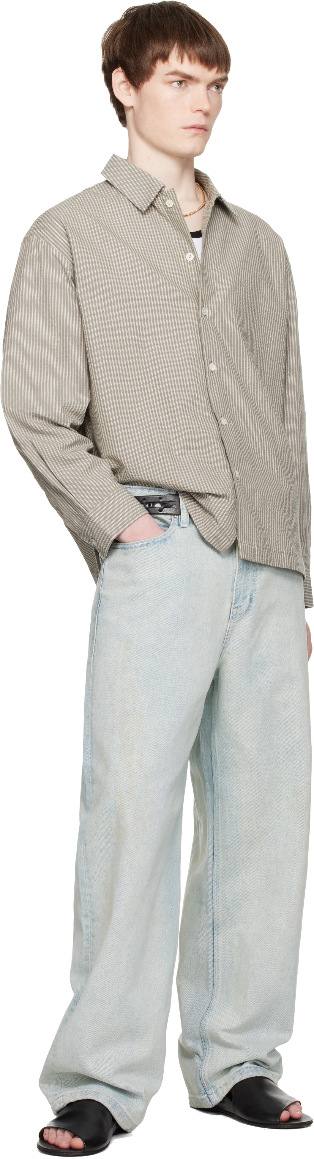 COOR - ブルー Straight Cut Sand ウォッシュドジーンズ