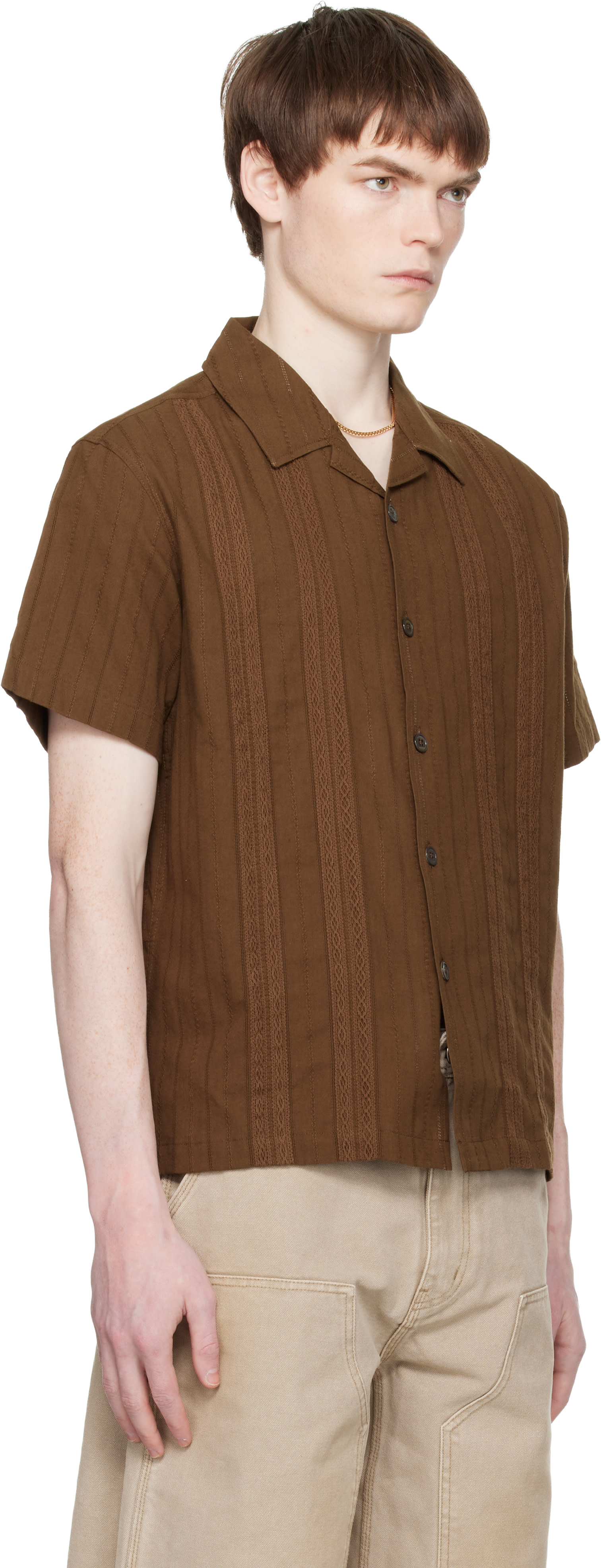 WAROBE（和ローブ） / TAN WA Y SHIRT（SIZE2） COOR: Brown Guayabera
