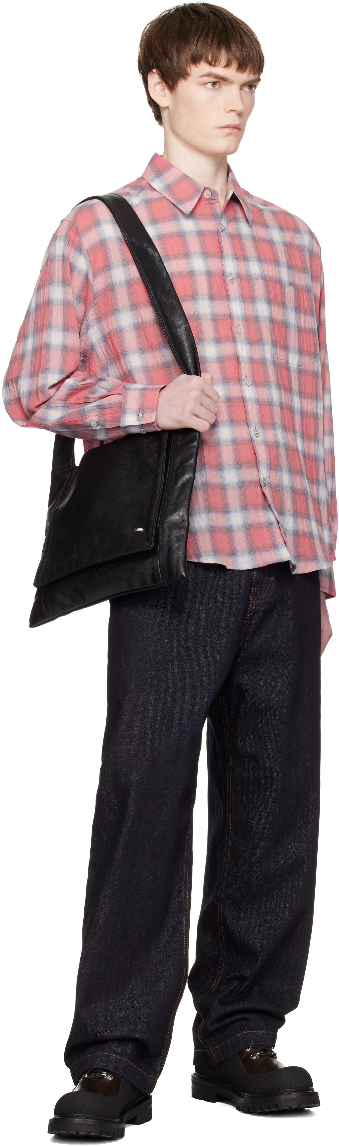 COOR: レッド Ombre Checkered シアサッカー シャツ | SSENSE 日本