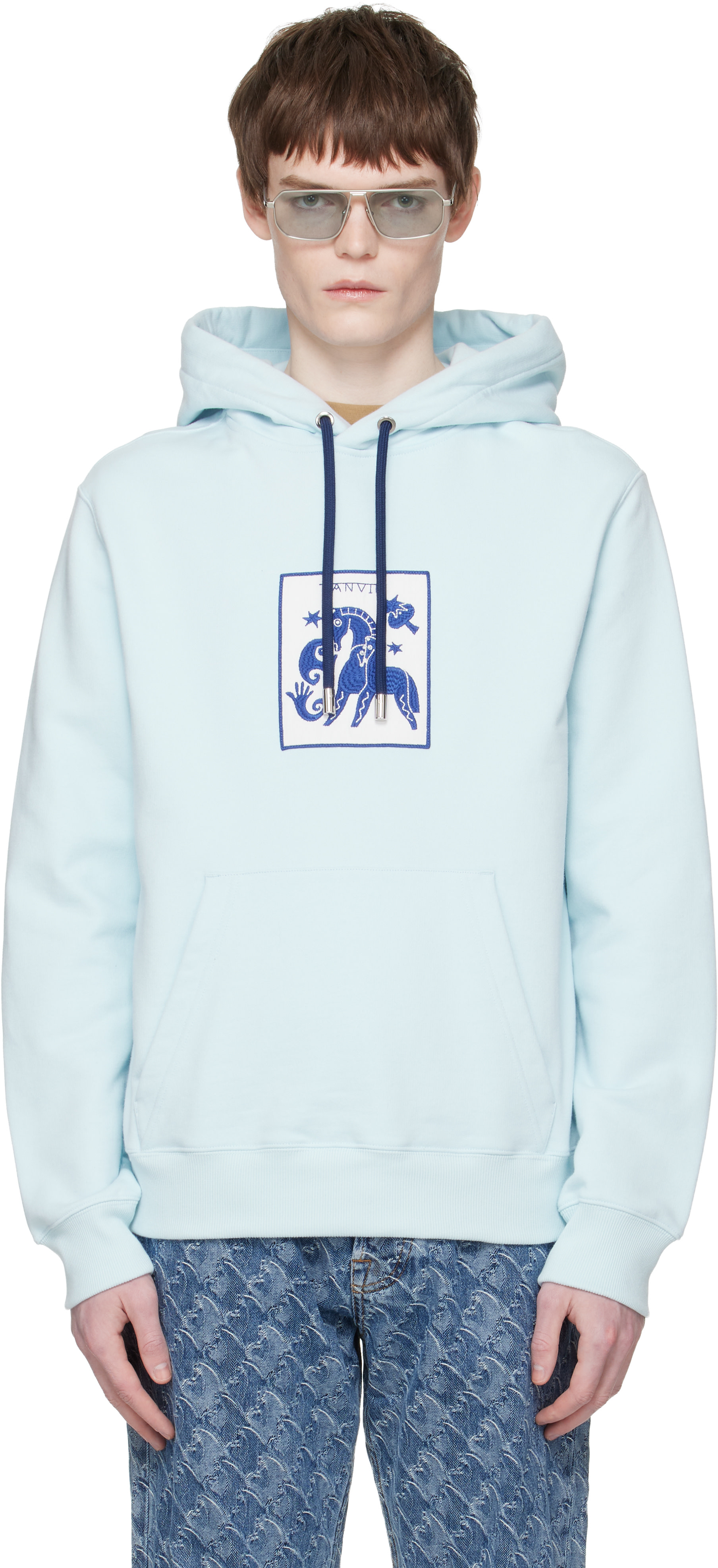 Lanvin - Pull à capuche bleu - Lunar Year Horse