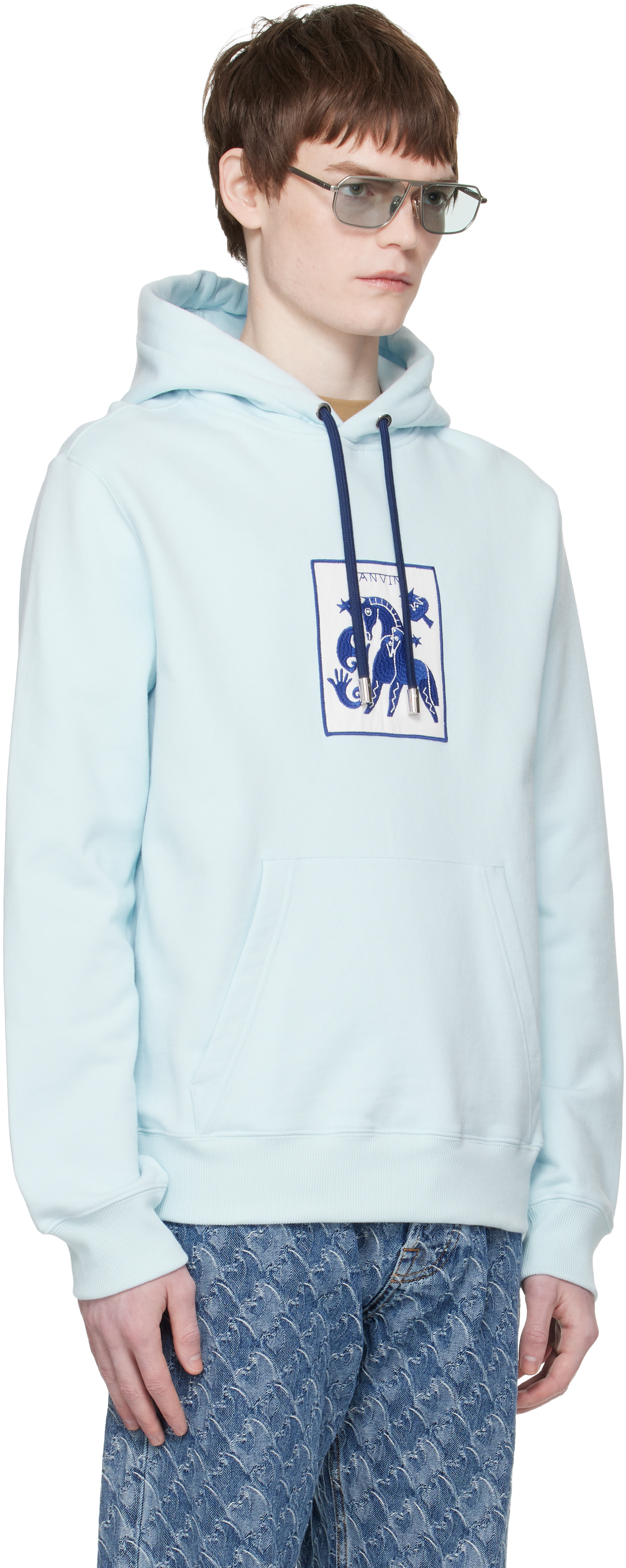 Lanvin - Pull à capuche bleu - Lunar Year Horse