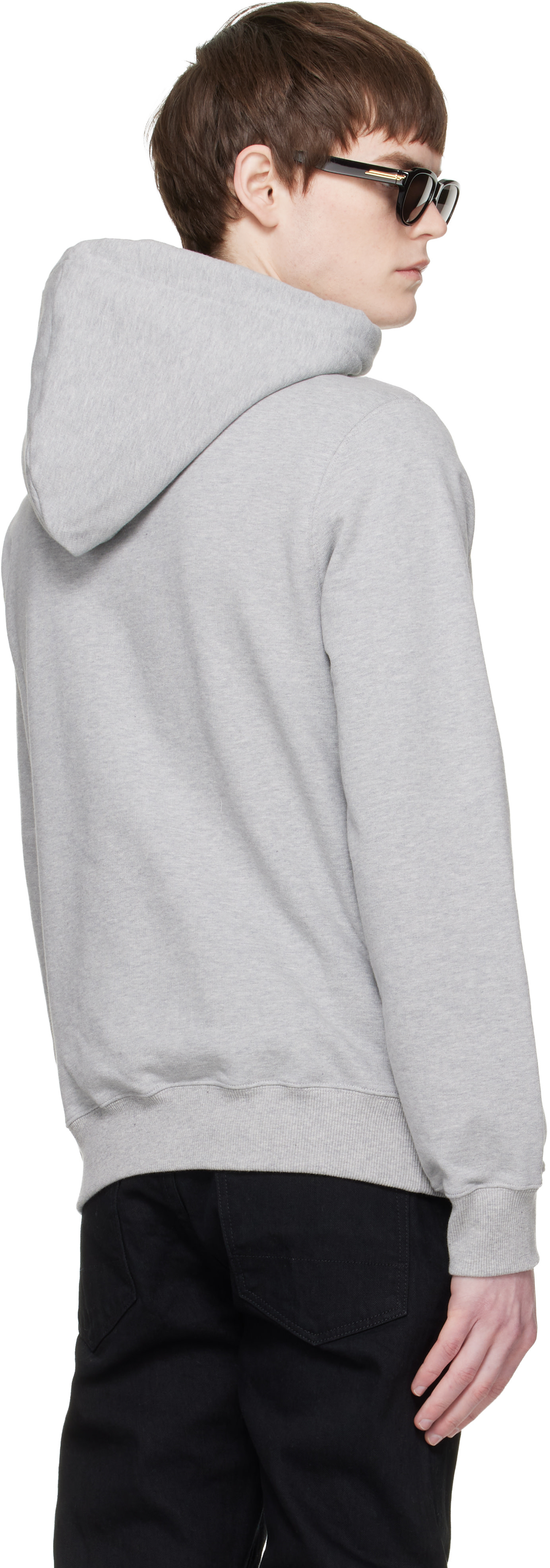 Lanvin - Pull à capuche gris à appliqué à logo