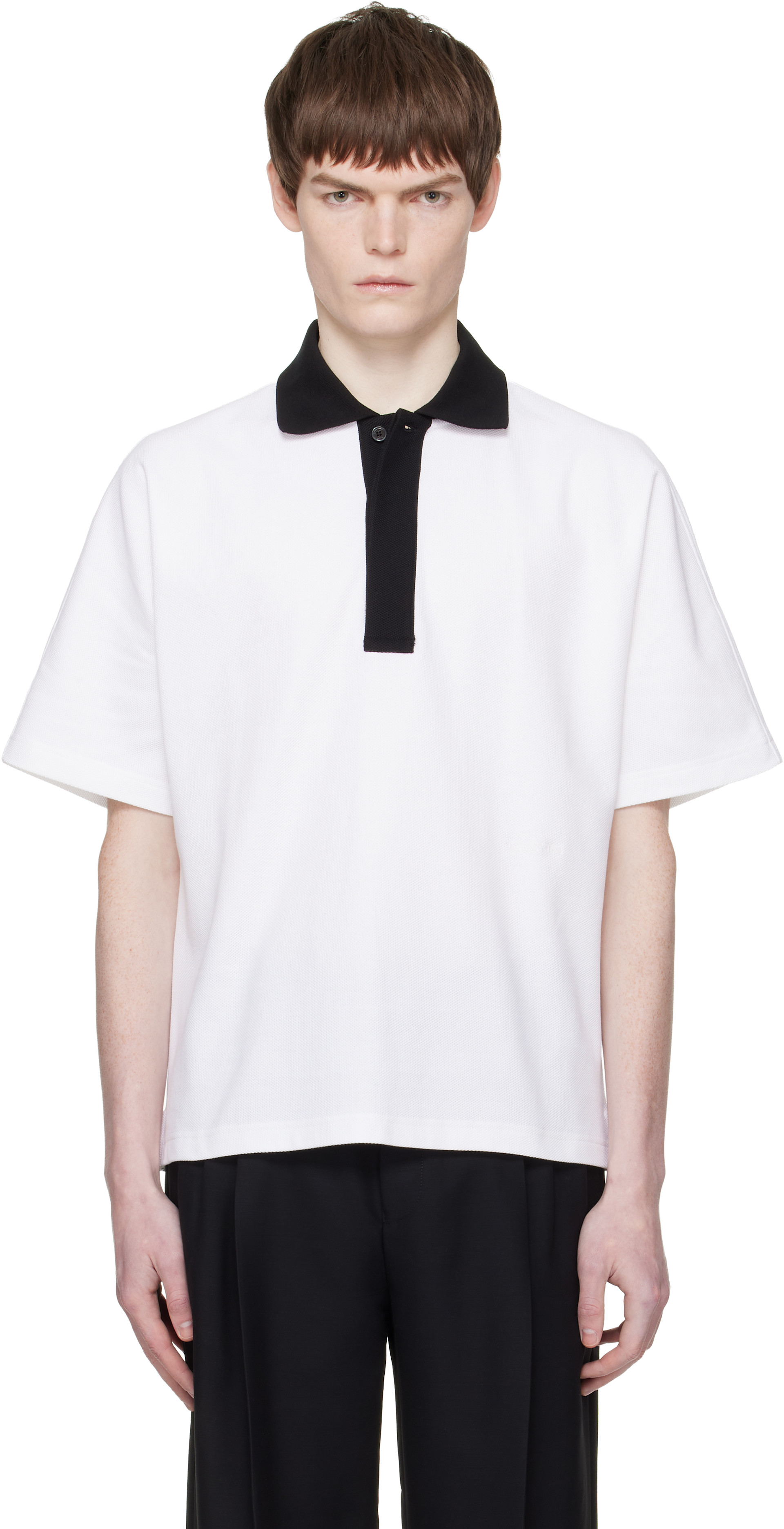 Lanvin - Polo blanc à col contrastant