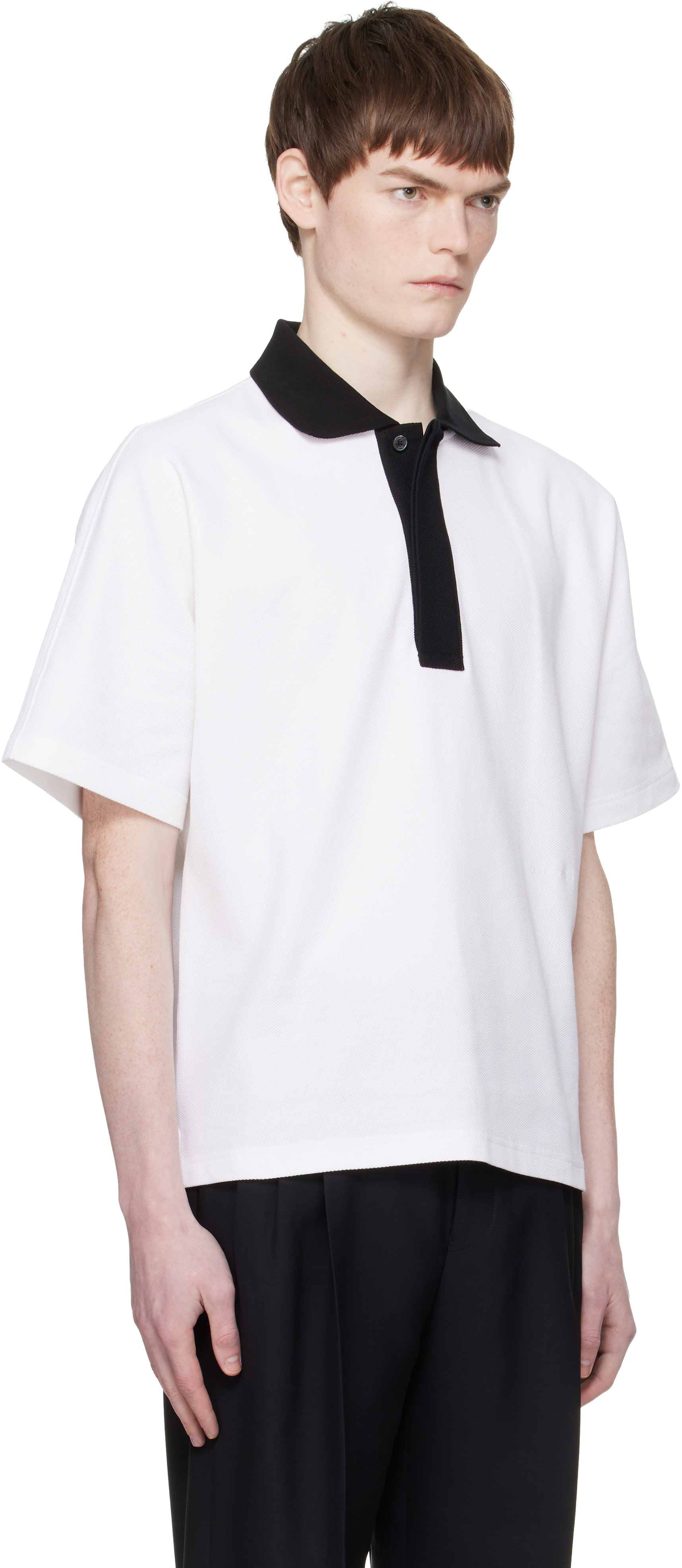 Lanvin - Polo blanc à col contrastant