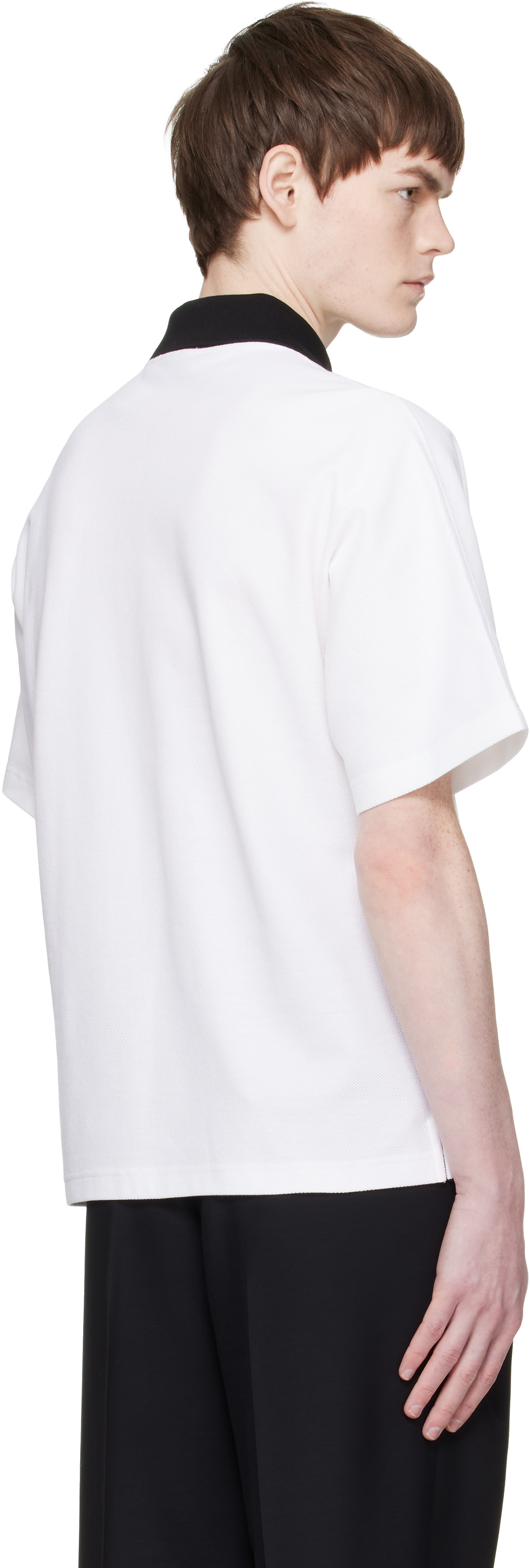 Lanvin - Polo blanc à col contrastant