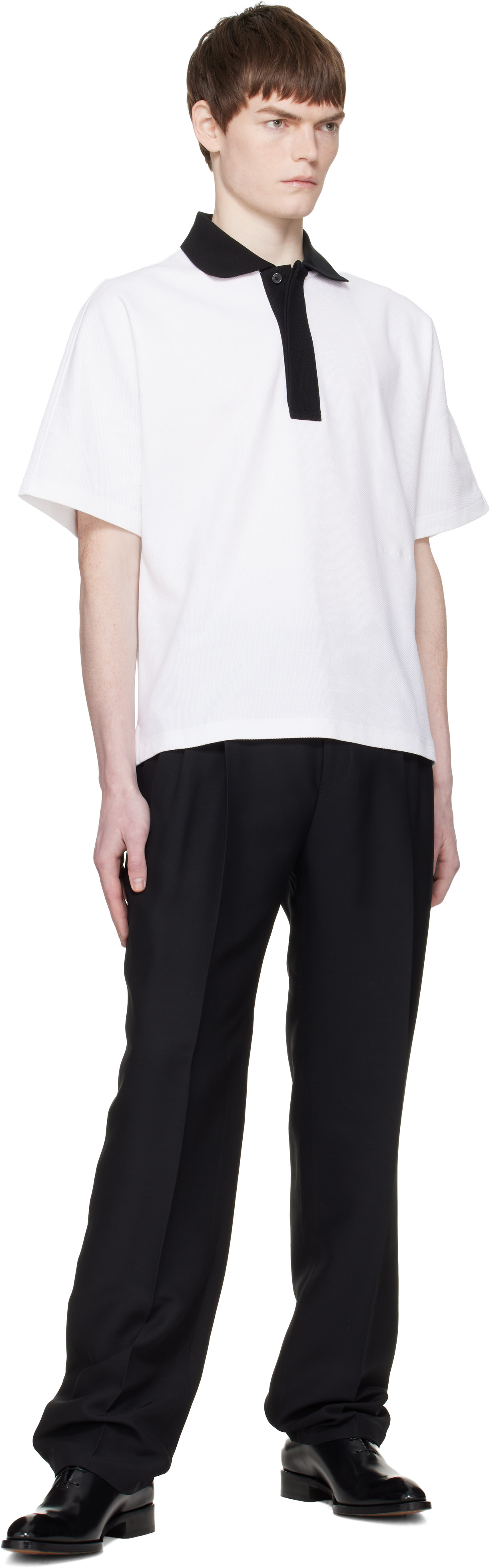 Lanvin - Polo blanc à col contrastant