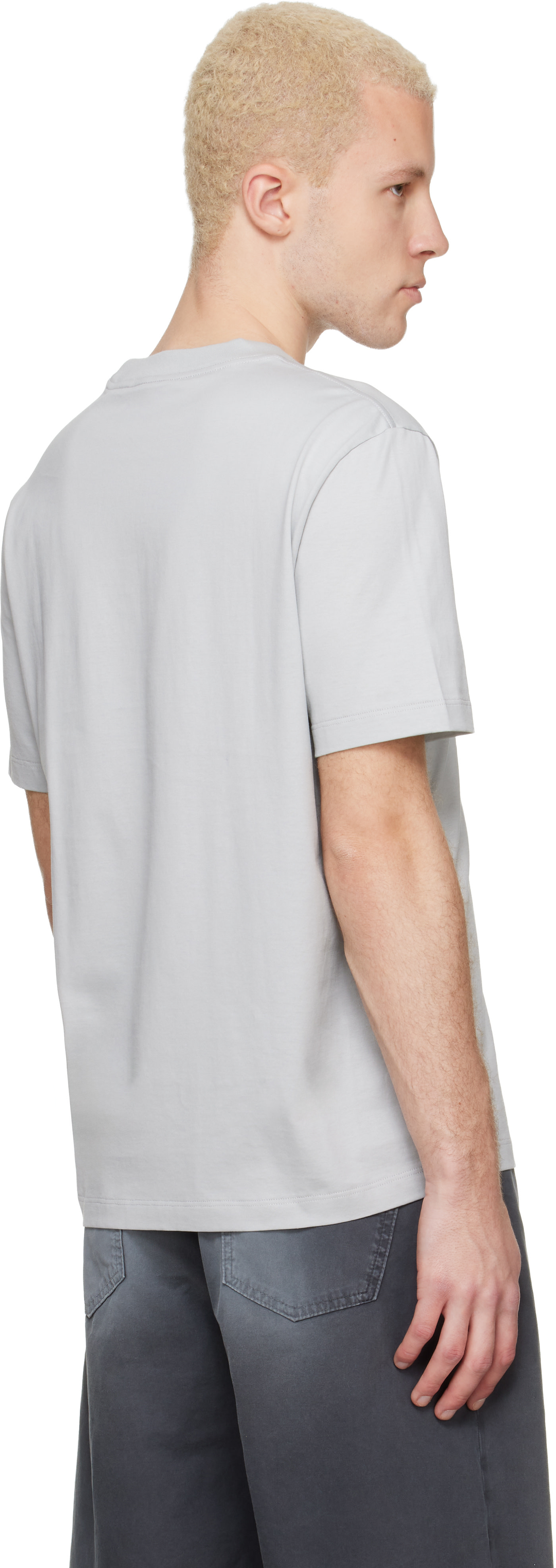 Lanvin: Gray Printed 'Lanvin Signature Label' T-shirt | SSENSE