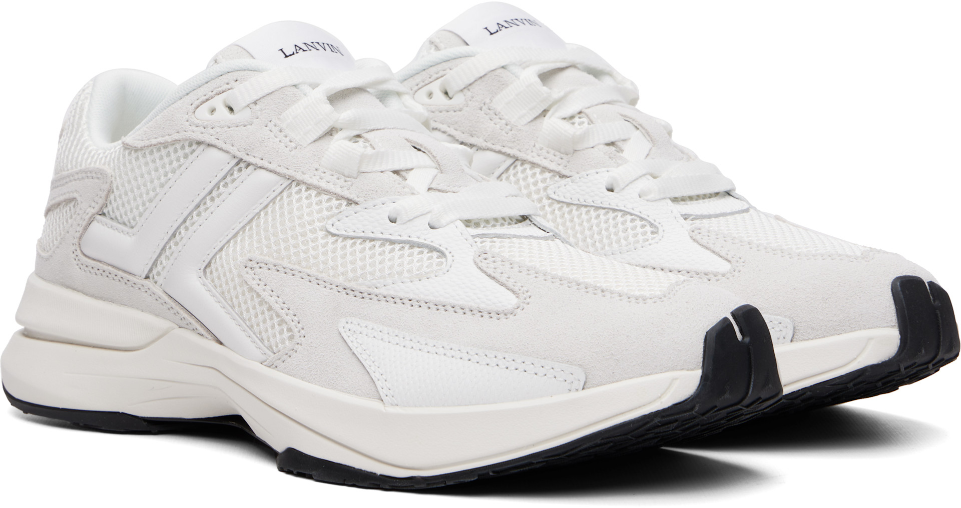 Lanvin - Baskets JLA blanc cassé en filet