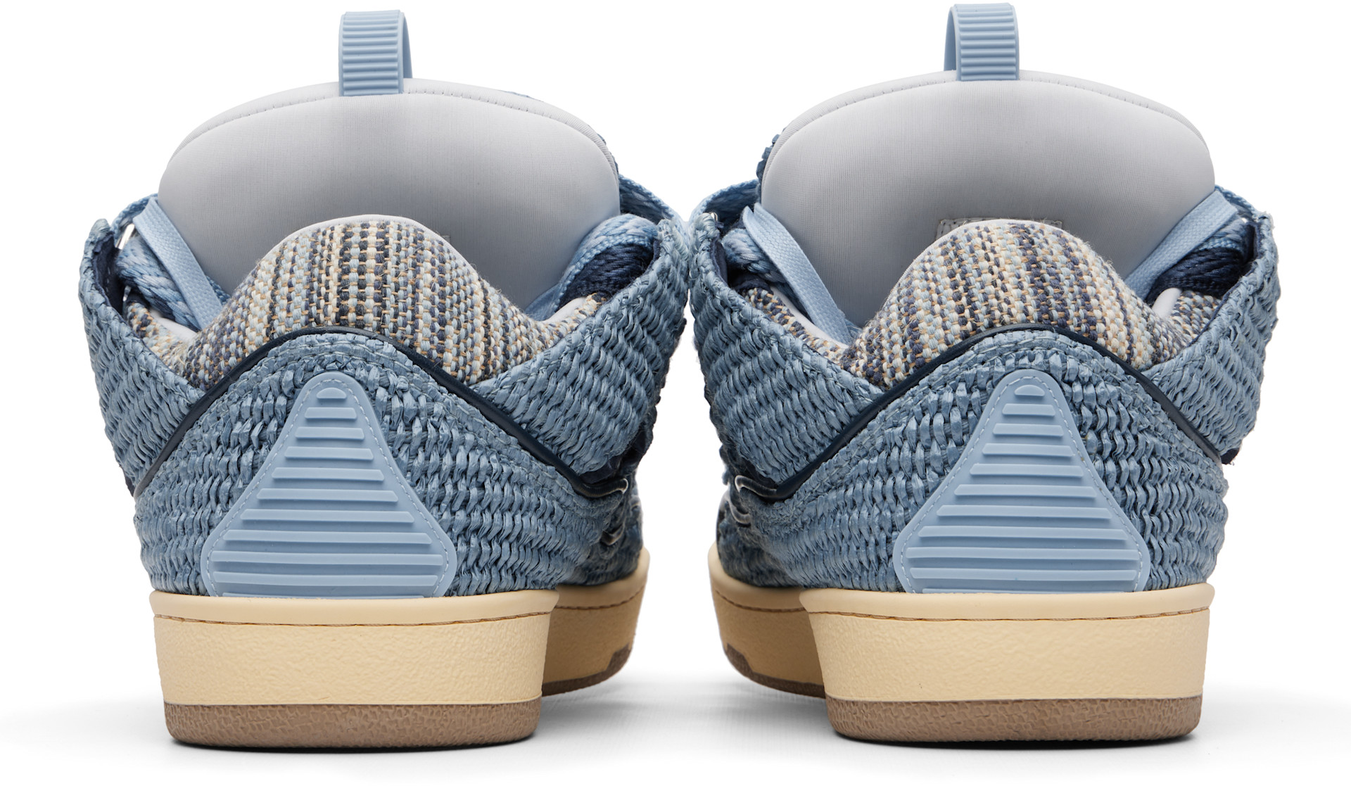 Lanvin: Blue Faux-Raffia Curb Sneakers | SSENSE