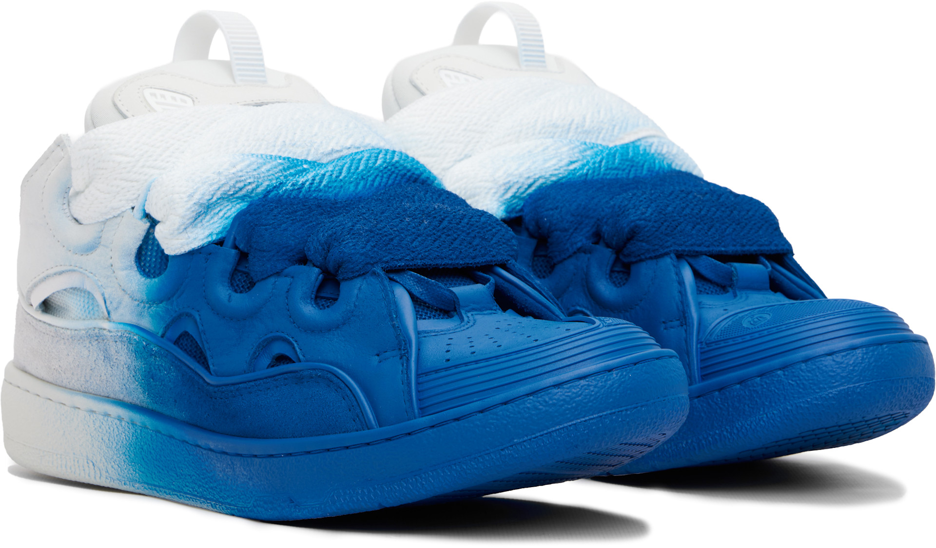 Lanvin: Blue & Off-White Spray Curb Sneakers | SSENSE