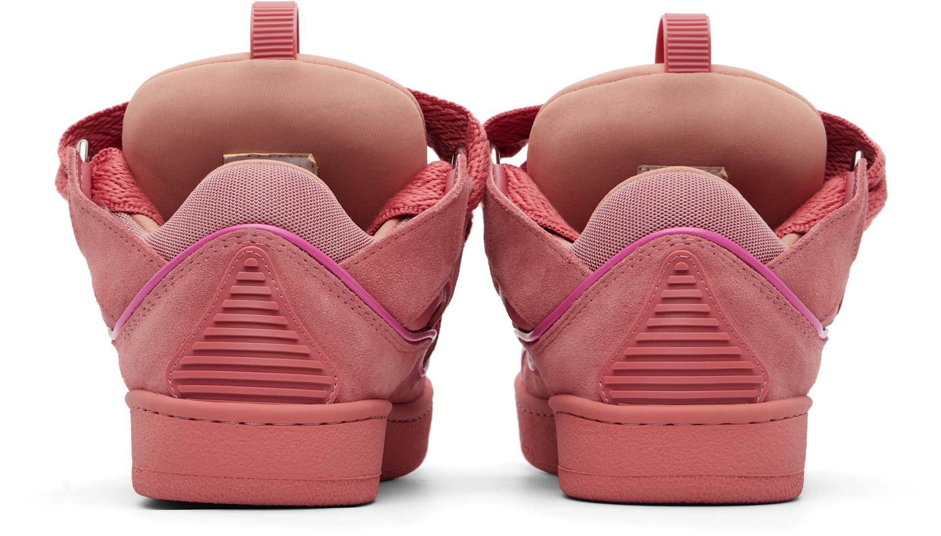 Lanvin: Pink Monochrome Suede Curb Sneakers | SSENSE