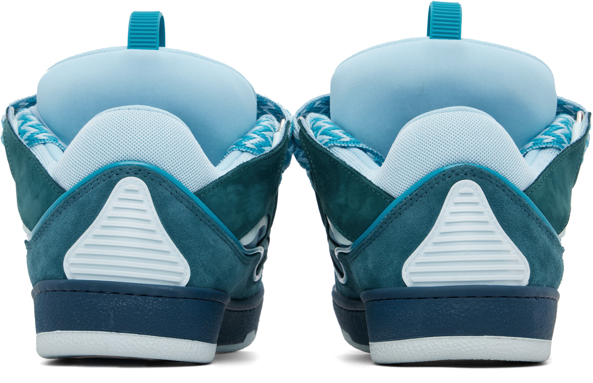 Lanvin: Blue Bicolor Curb Sneakers | SSENSE