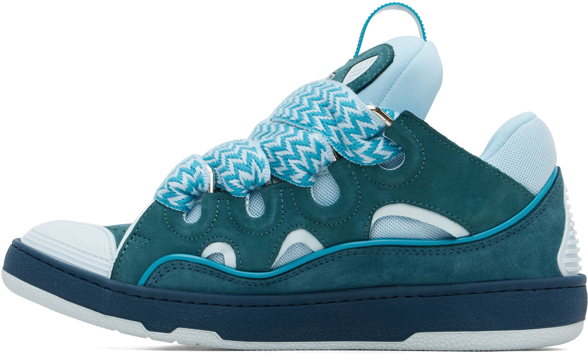 Lanvin: Blue Bicolor Curb Sneakers | SSENSE
