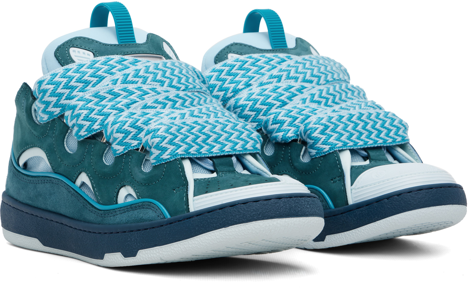 Lanvin: Blue Bicolor Curb Sneakers | SSENSE