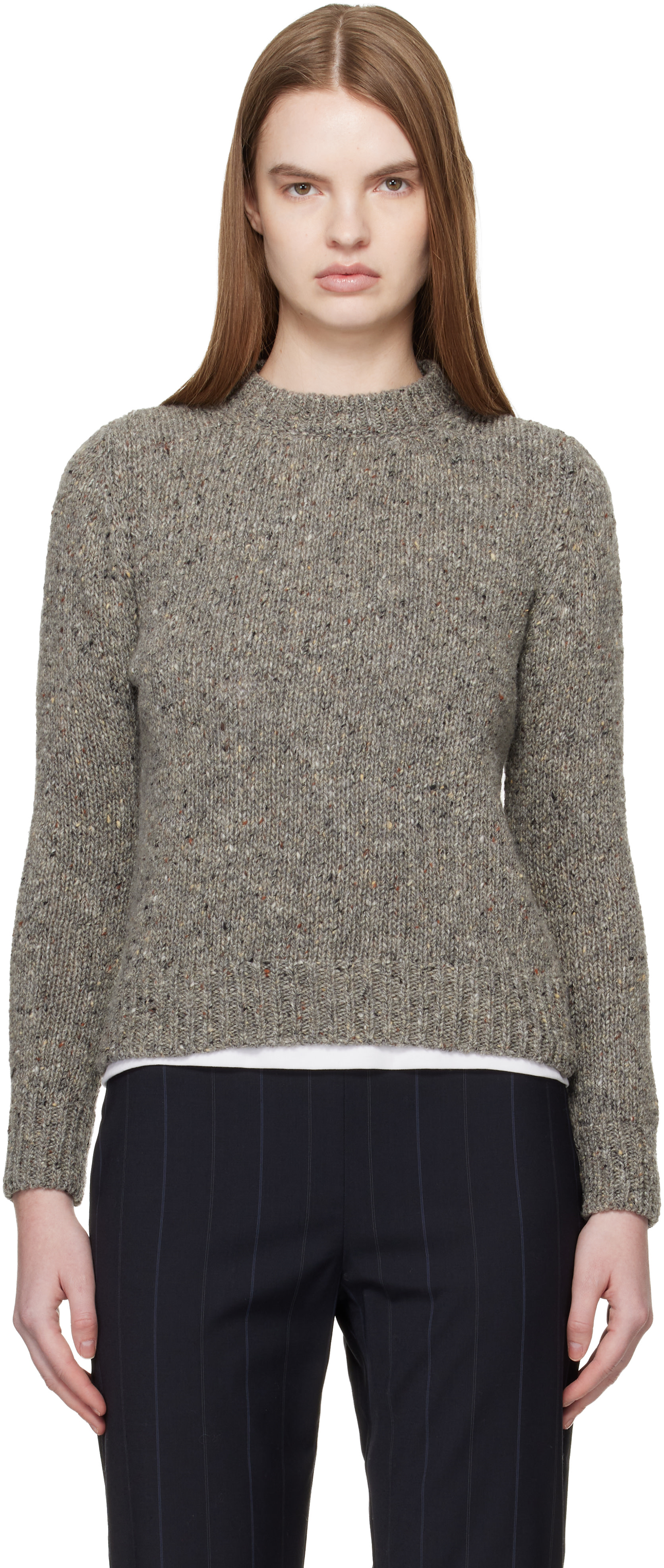 &Daughter - Pull Arden gris en tricot donegal