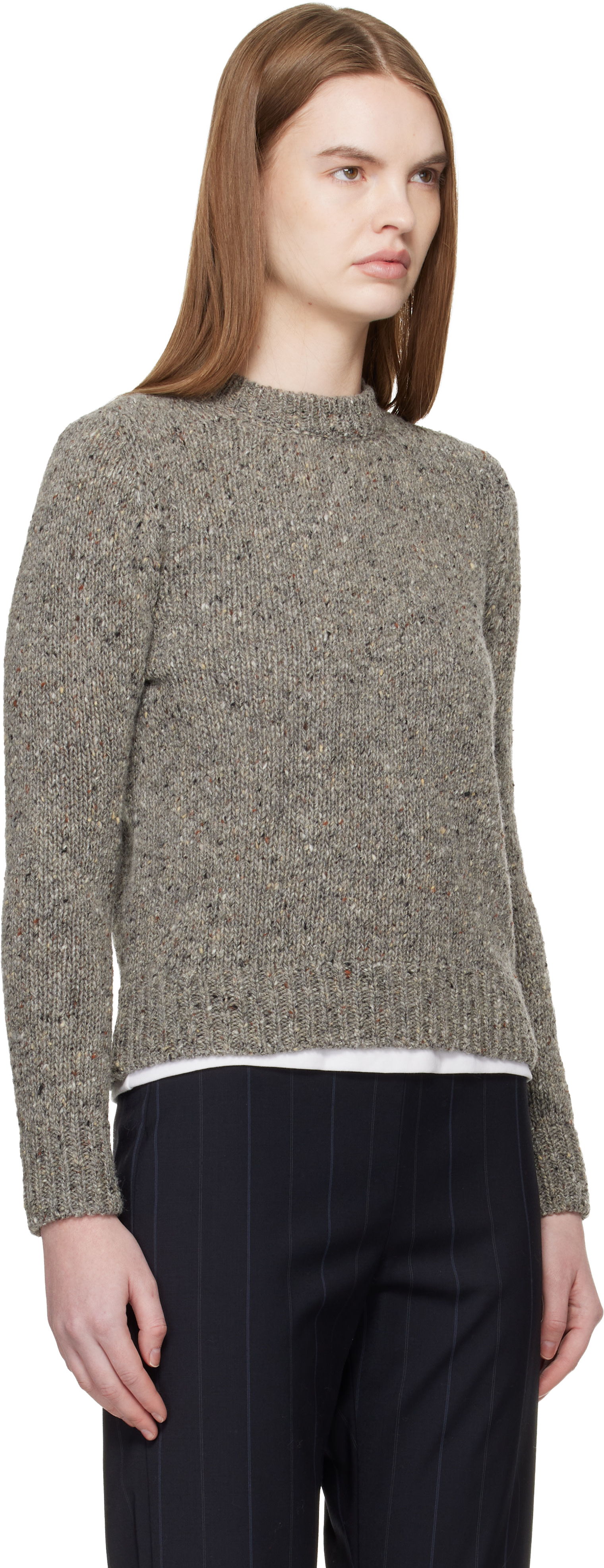 &Daughter - Pull Arden gris en tricot donegal