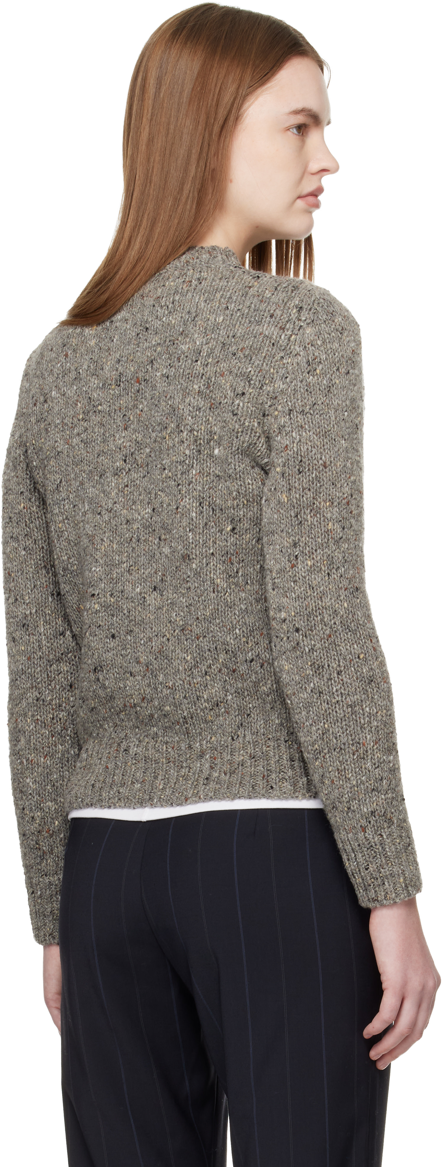 &Daughter - Pull Arden gris en tricot donegal