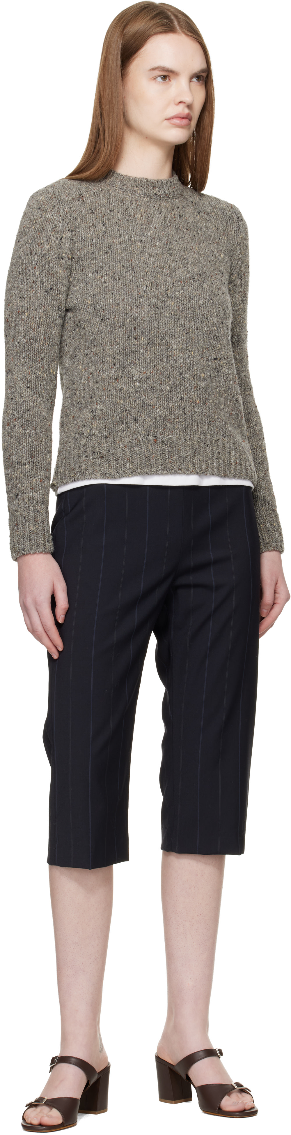 &Daughter - Pull Arden gris en tricot donegal