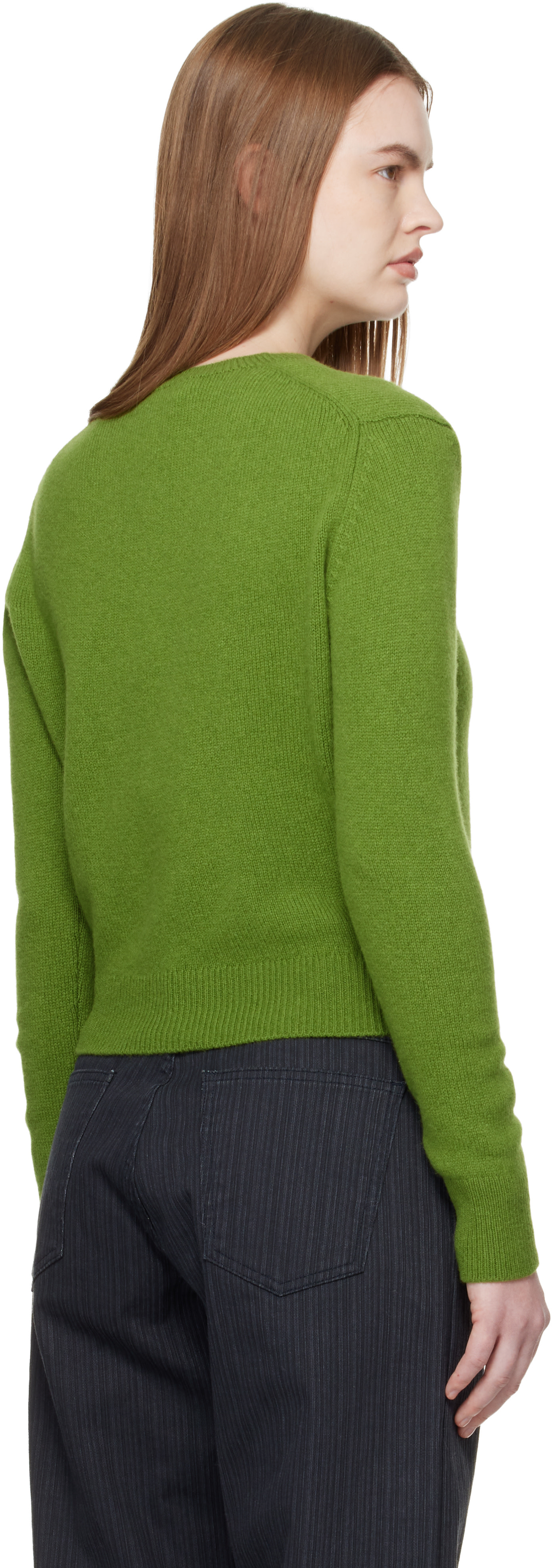 &Daughter: Green Sligo Shrunken V-Neck Sweater | SSENSE Canada