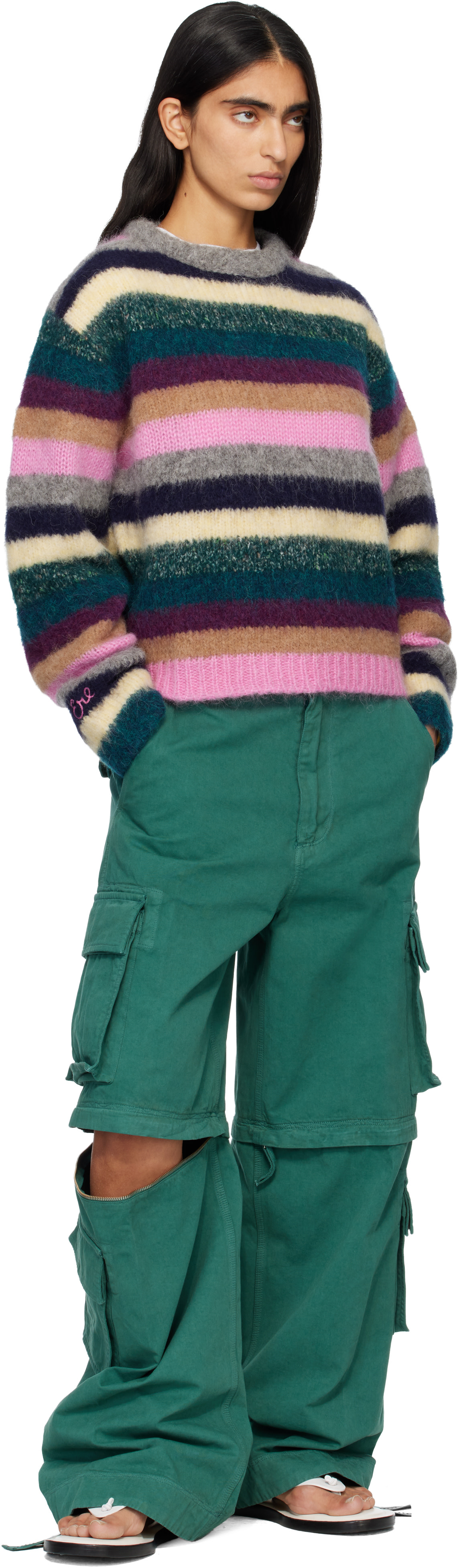 ERL - Pantalon cargo transformable vert