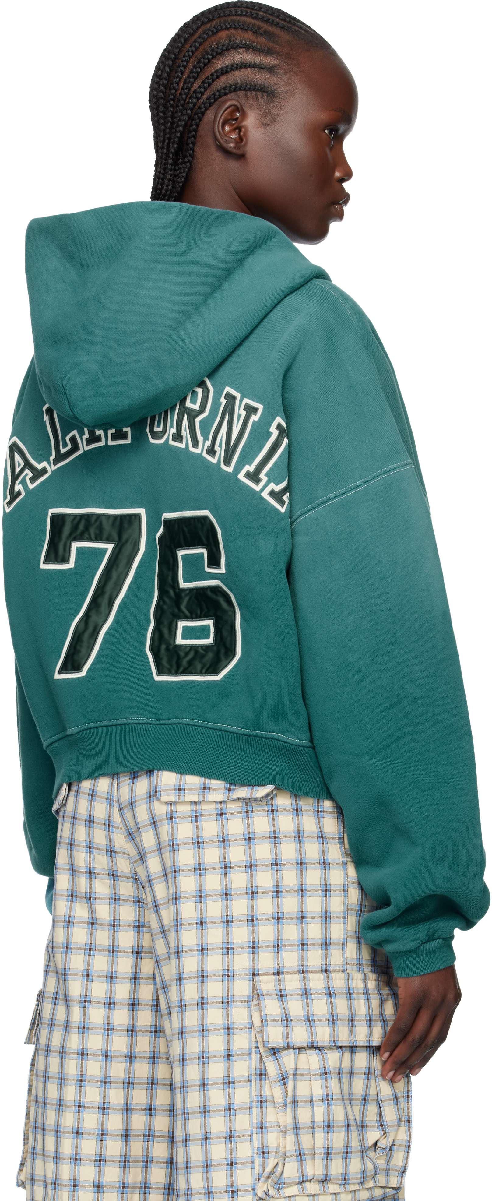 ERL - Pull à capuche de style teddy vert