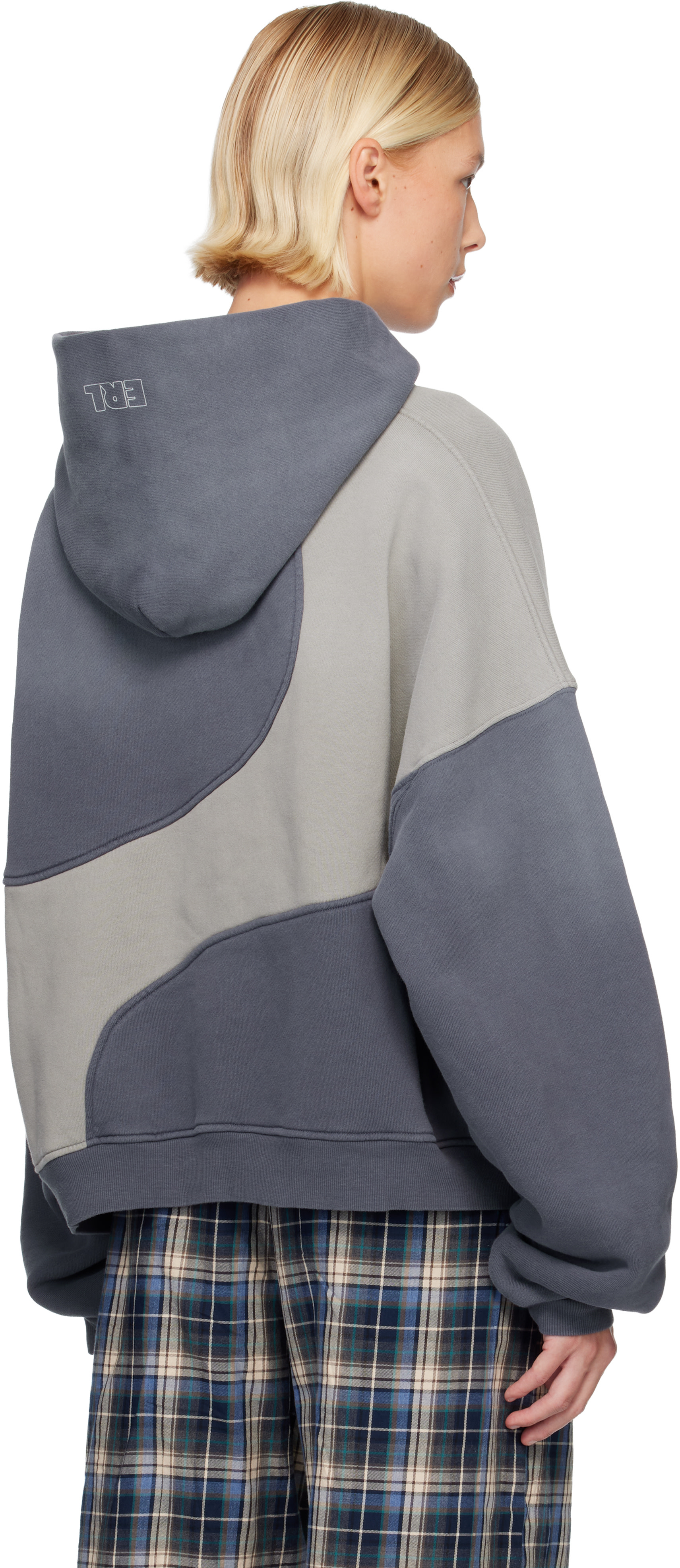 ERL - Pull à capuche gris à passepoils graphiques