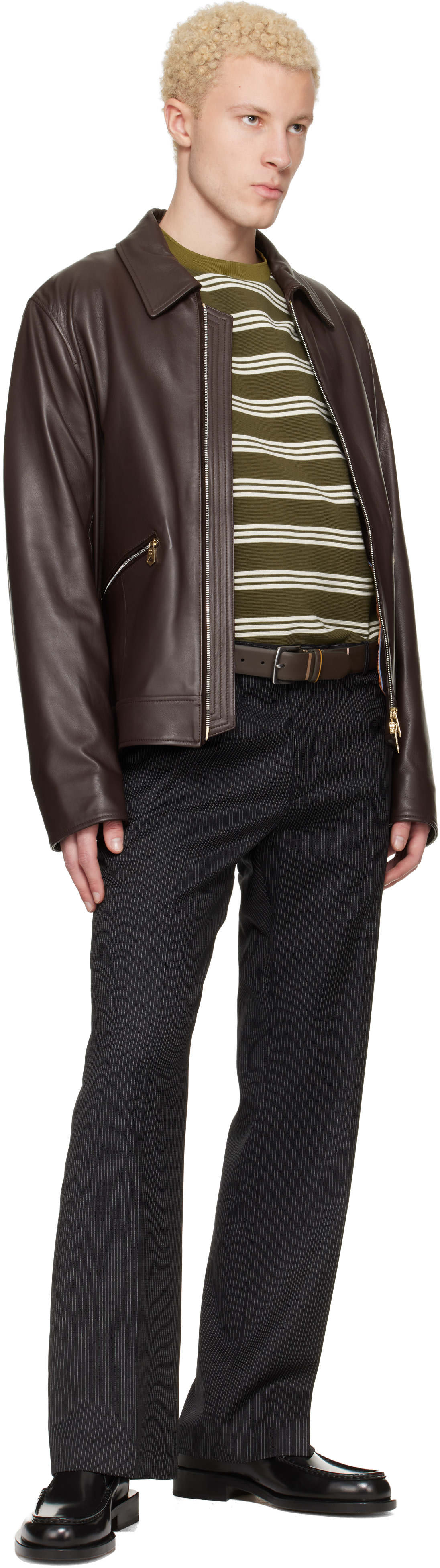 Paul Smith - Ceinture brune à rayures