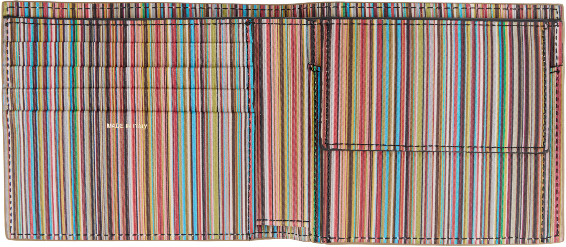 Paul Smith: ブラウン 'Signature Stripe' Interior レザー コイン入れ