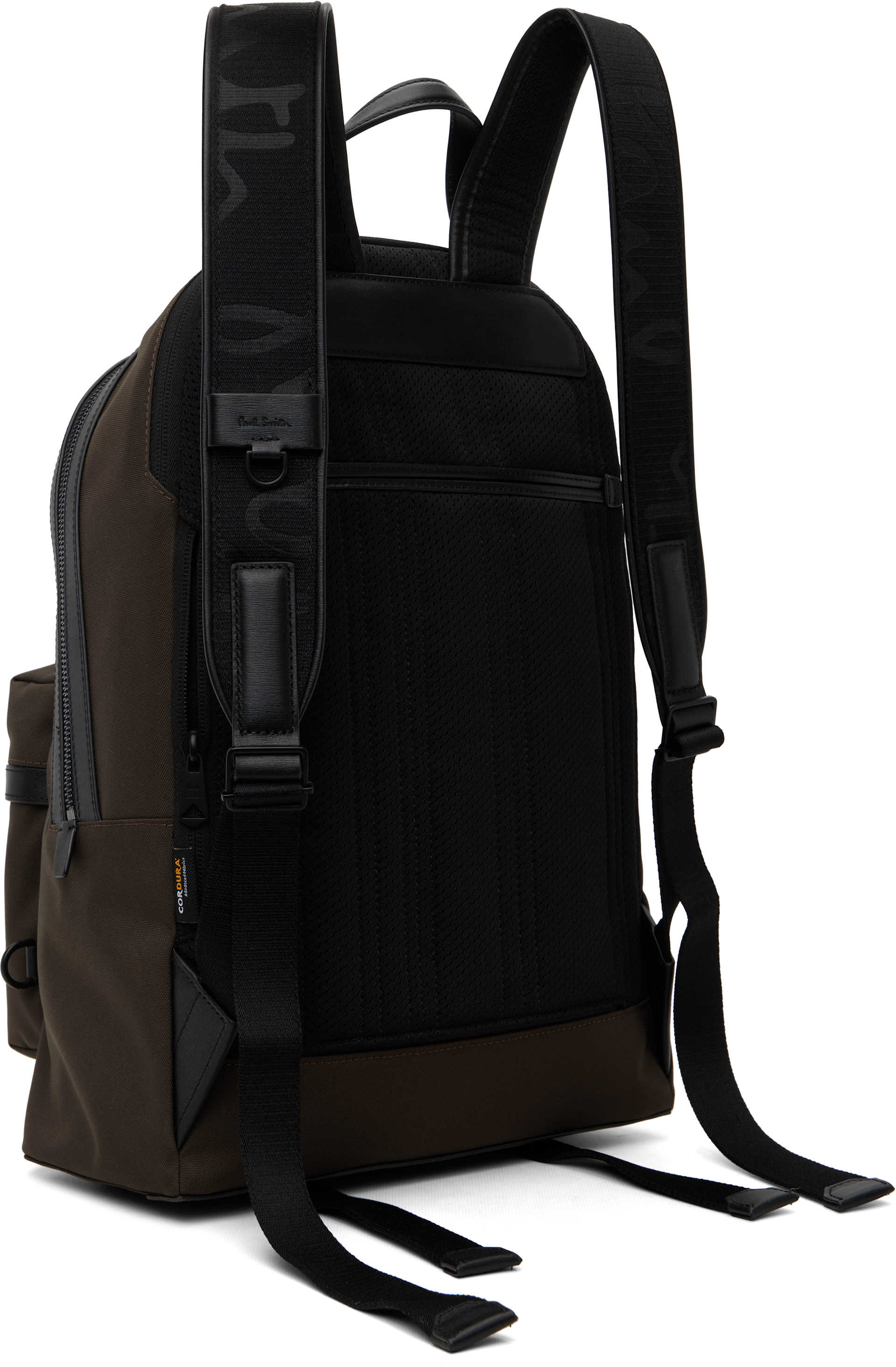Paul Smith: Khaki Cordura Laser 'Signature Stripe' Backpack | SSENSE