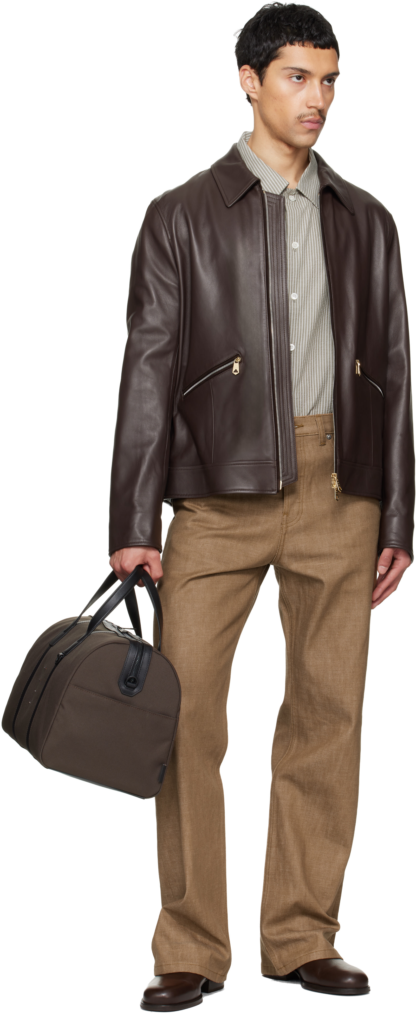 Paul Smith - Khaki Cordura Laser 'Signature Stripe' Duffle Bag