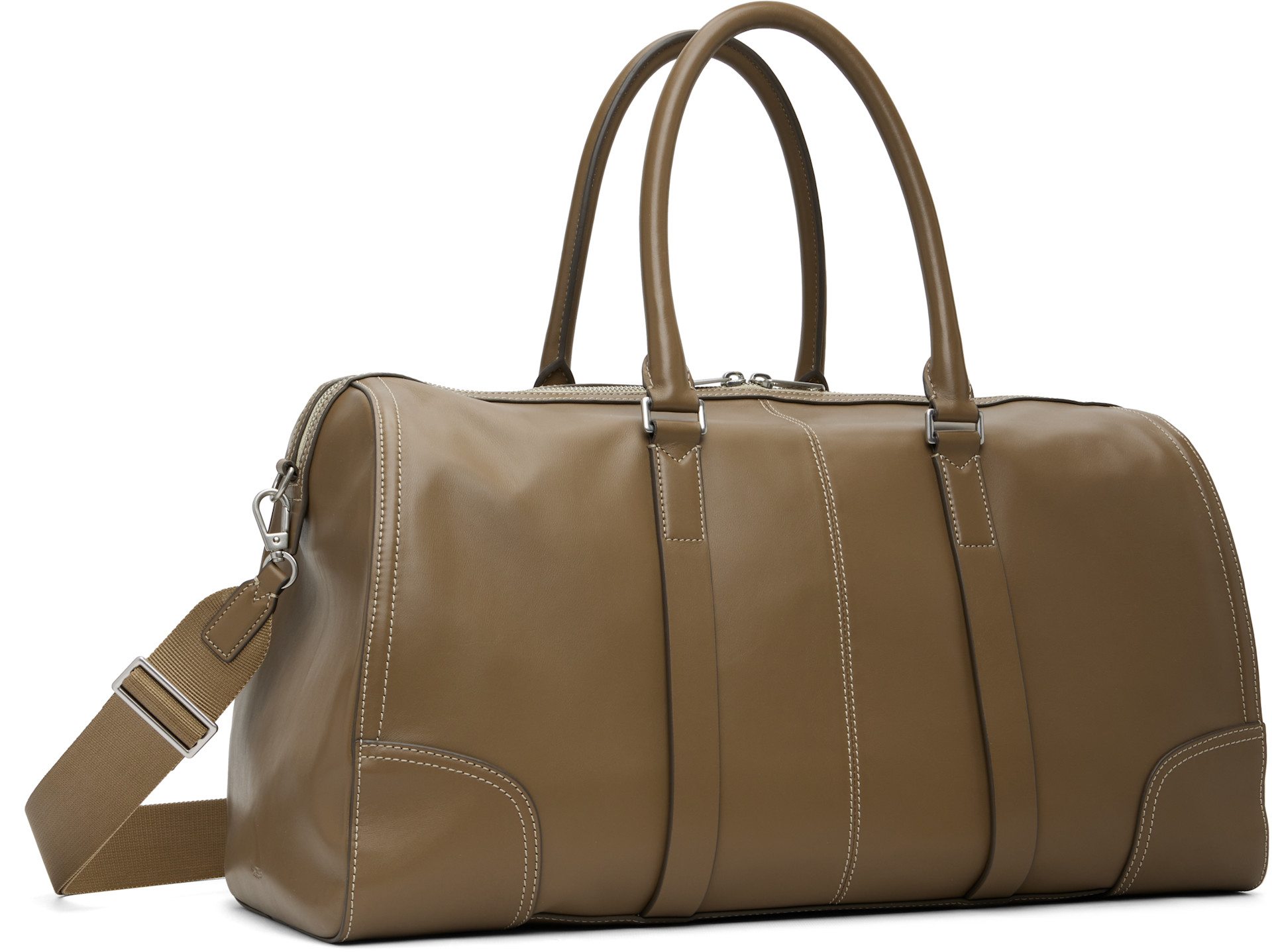 crossbody travel duffle bag Brown Leather for Men A sleek personal item with the packing power of a checked bag Khaki Canvas - Tan Leather