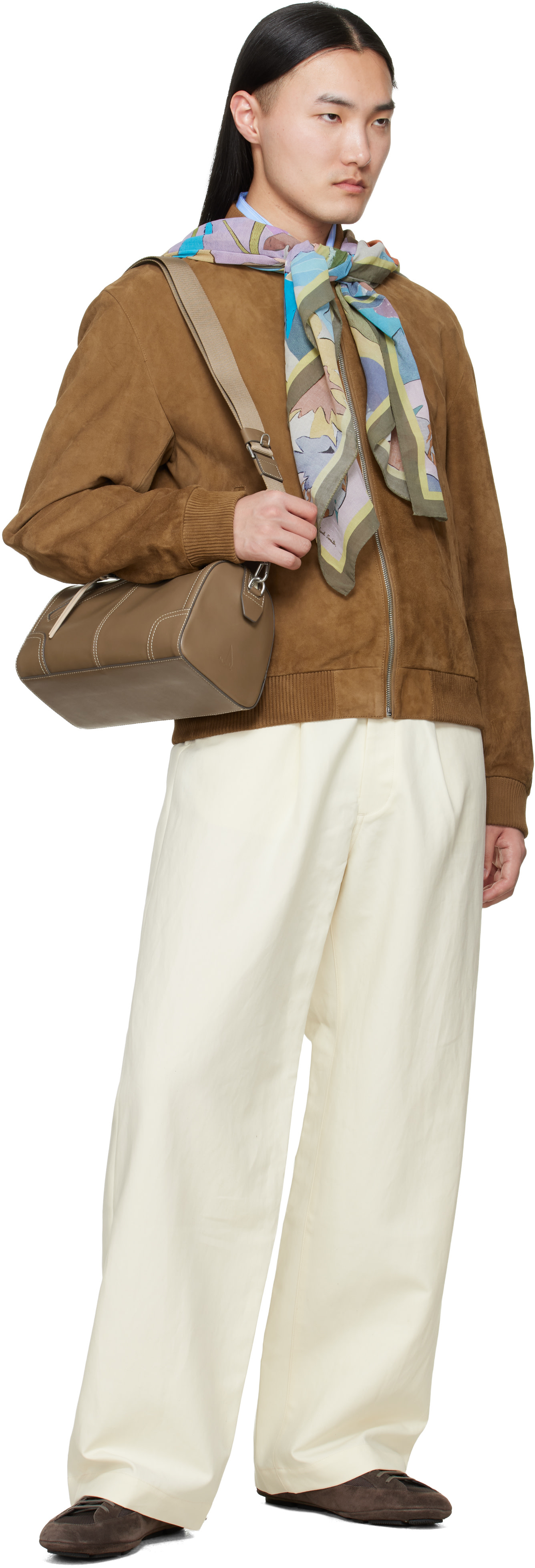 Paul Smith: Taupe Leather Crossbody Bag | SSENSE