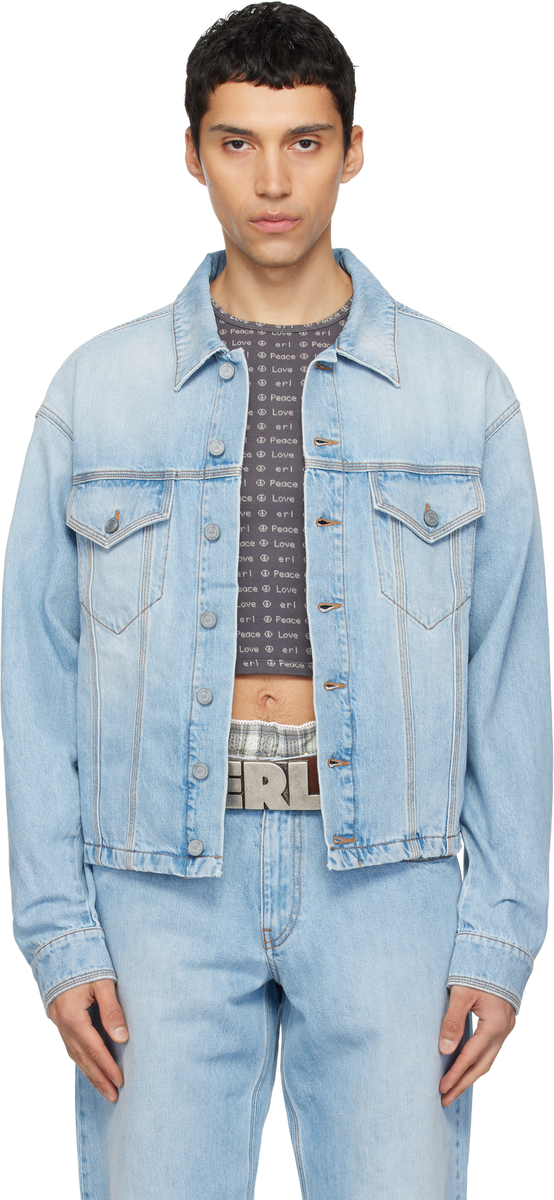 ERL - Blouson bleu en denim